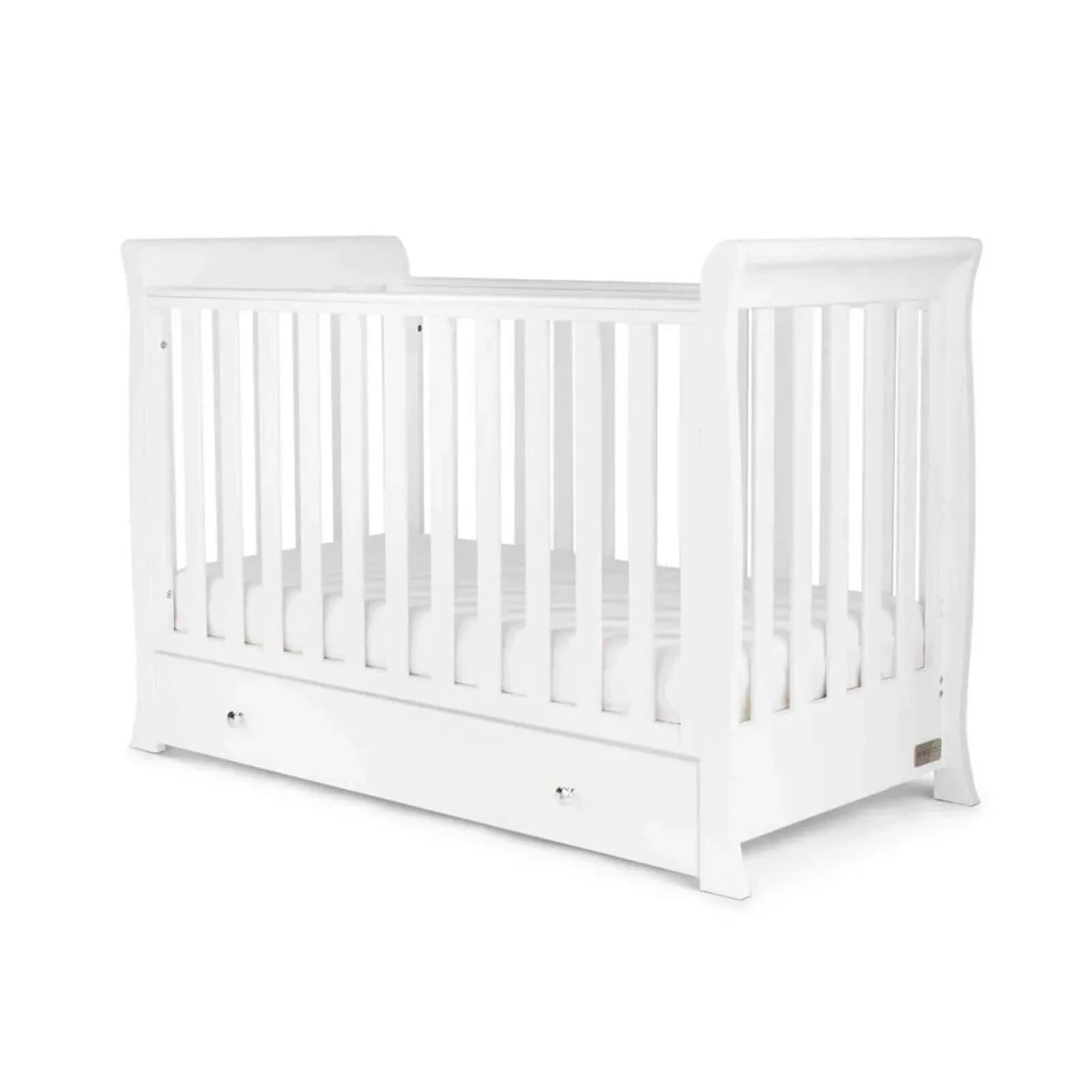 Ickle Bubba Snowdon Mini Cot Bed White - Premium Sprung Mattress - mezetto ebebek ebebek