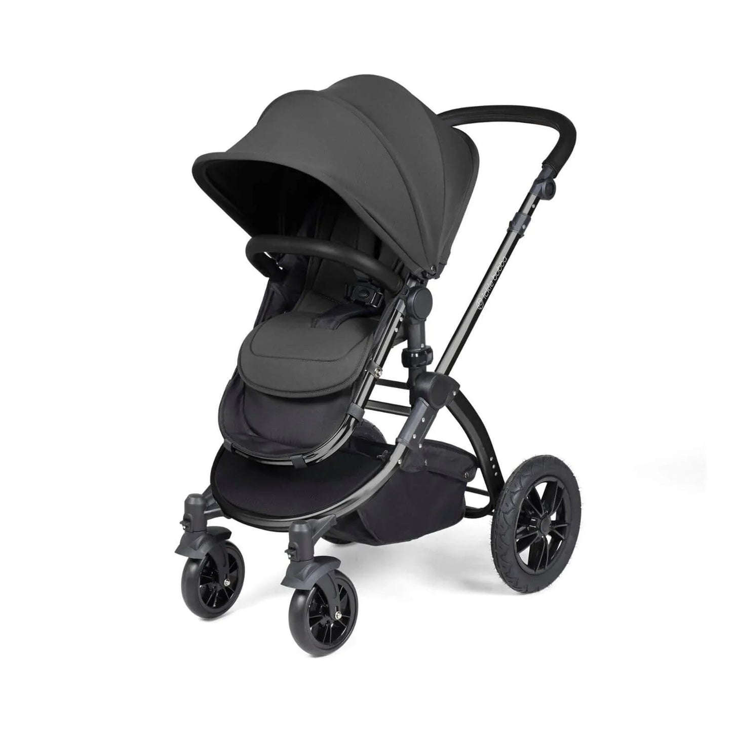 Ickle Bubba Stomp Luxe 2 - in - 1 Pushchair & Carrycot - Black/Charcoal Grey/Black - mezetto ebebek ebebek
