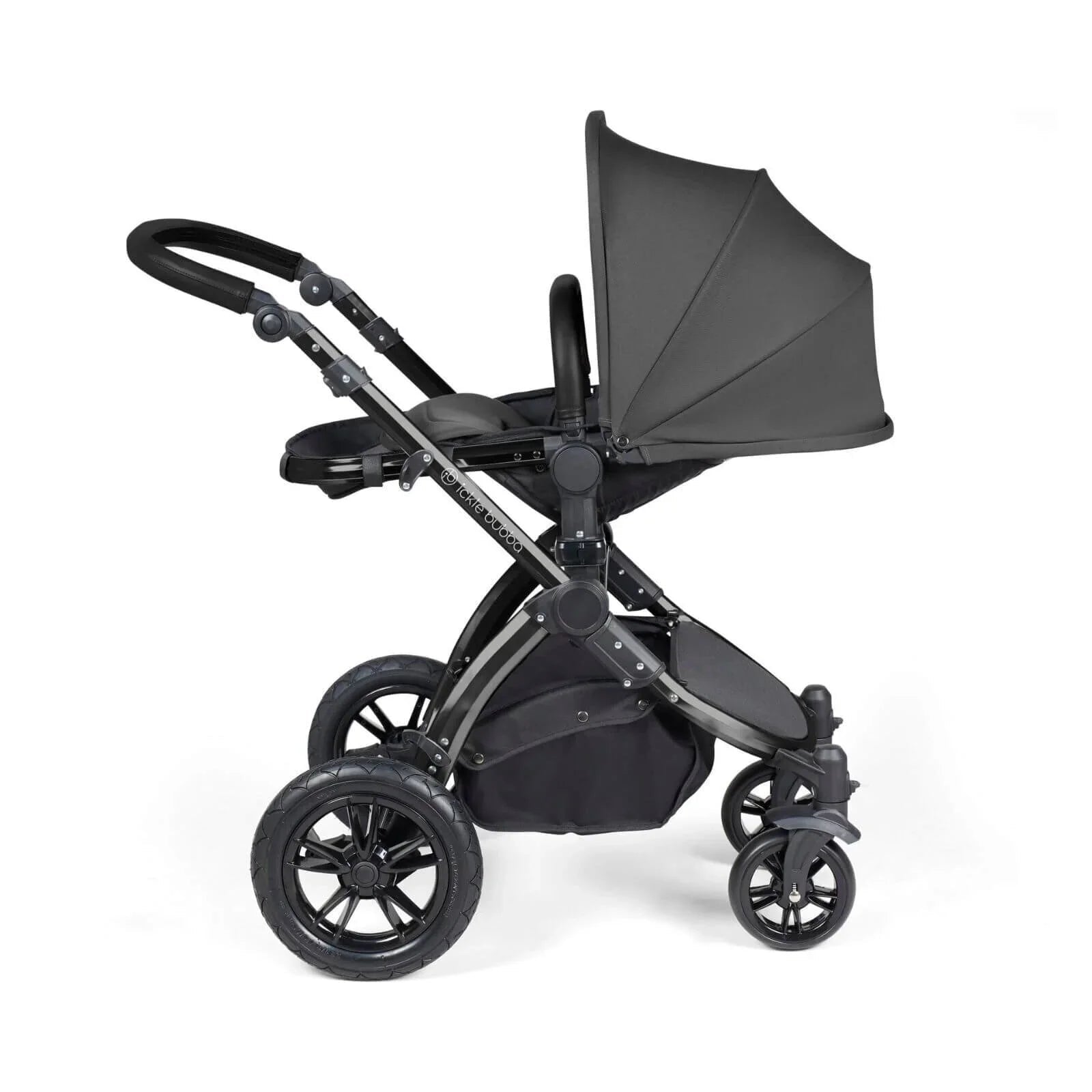 Ickle Bubba Stomp Luxe 2 - in - 1 Pushchair & Carrycot - Black/Charcoal Grey/Black - mezetto ebebek ebebek