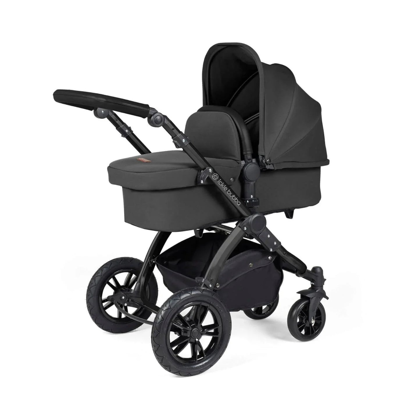 Ickle Bubba Stomp Luxe 2 - in - 1 Pushchair & Carrycot - Black/Charcoal Grey/Black - mezetto ebebek ebebek