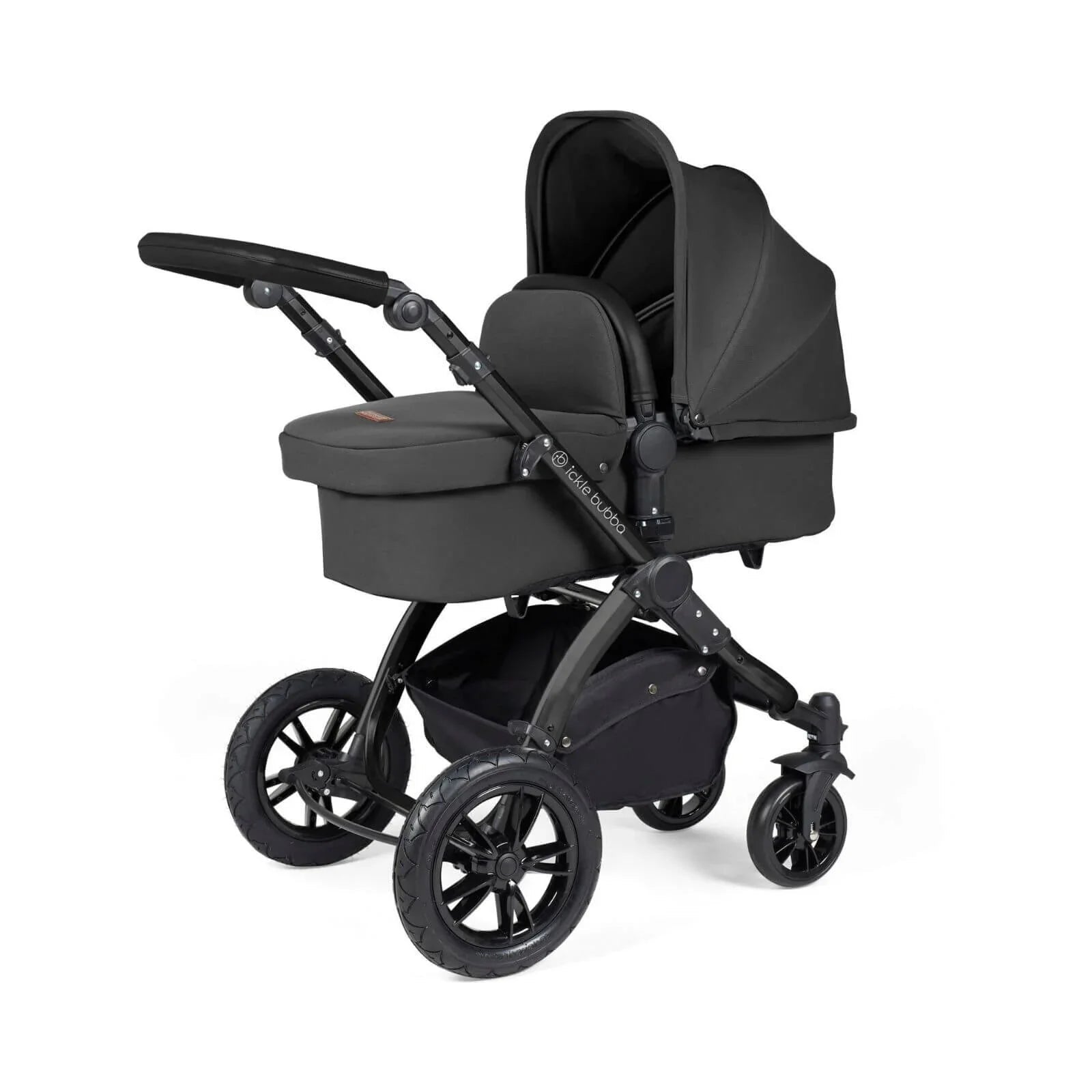 Ickle Bubba Stomp Luxe 2 - in - 1 Pushchair & Carrycot - Black/Charcoal Grey/Black - mezetto ebebek ebebek