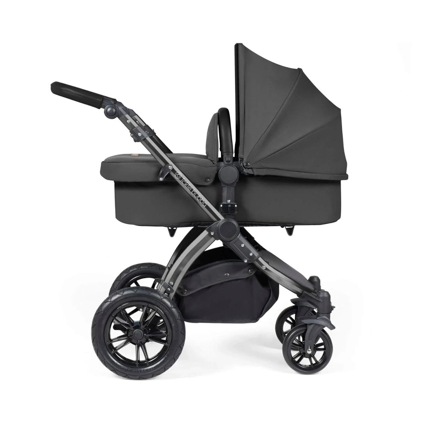 Ickle Bubba Stomp Luxe 2 - in - 1 Pushchair & Carrycot - Black/Charcoal Grey/Black - mezetto ebebek ebebek