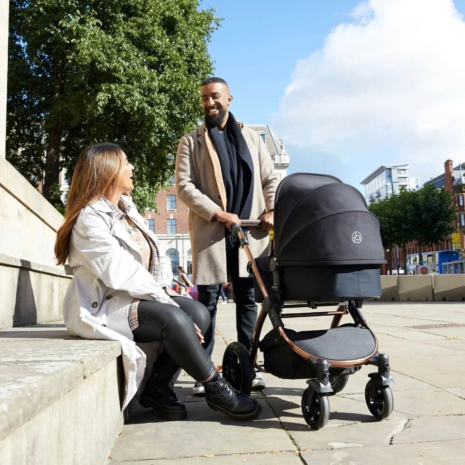 Ickle Bubba Stomp Luxe 2 - in - 1 Pushchair & Carrycot - Black/Charcoal Grey/Black - mezetto ebebek ebebek