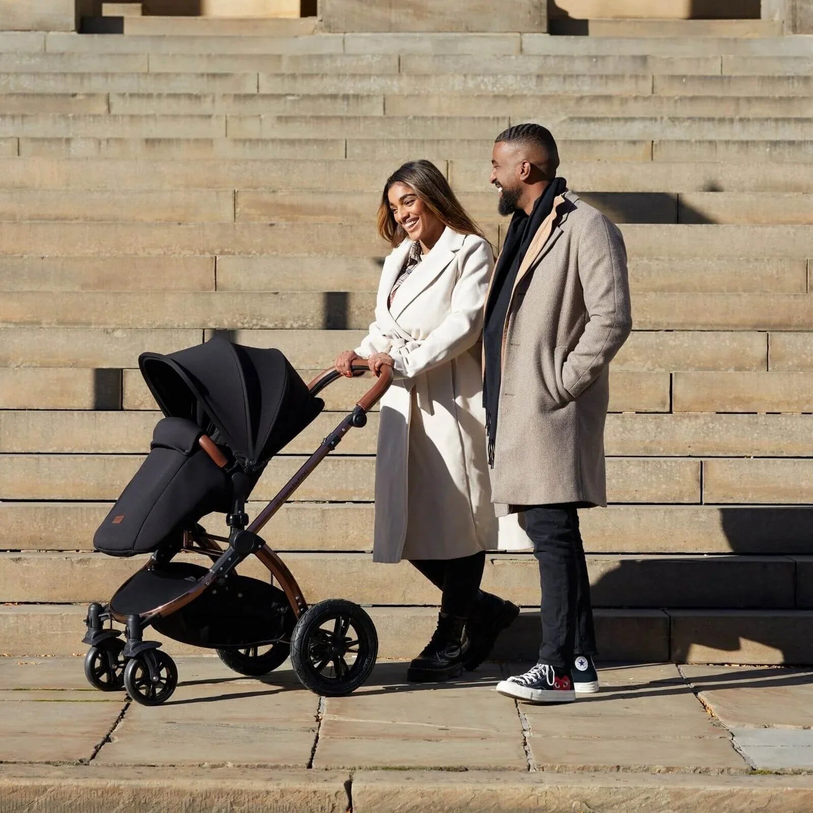 Ickle Bubba Stomp Luxe 2 - in - 1 Pushchair & Carrycot - Black/Charcoal Grey/Black - mezetto ebebek ebebek