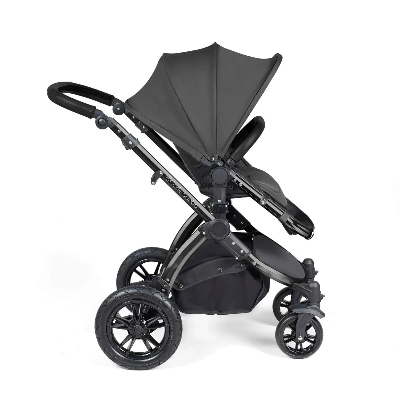 Ickle Bubba Stomp Luxe 2 - in - 1 Pushchair & Carrycot - Black/Charcoal Grey/Black - mezetto ebebek ebebek