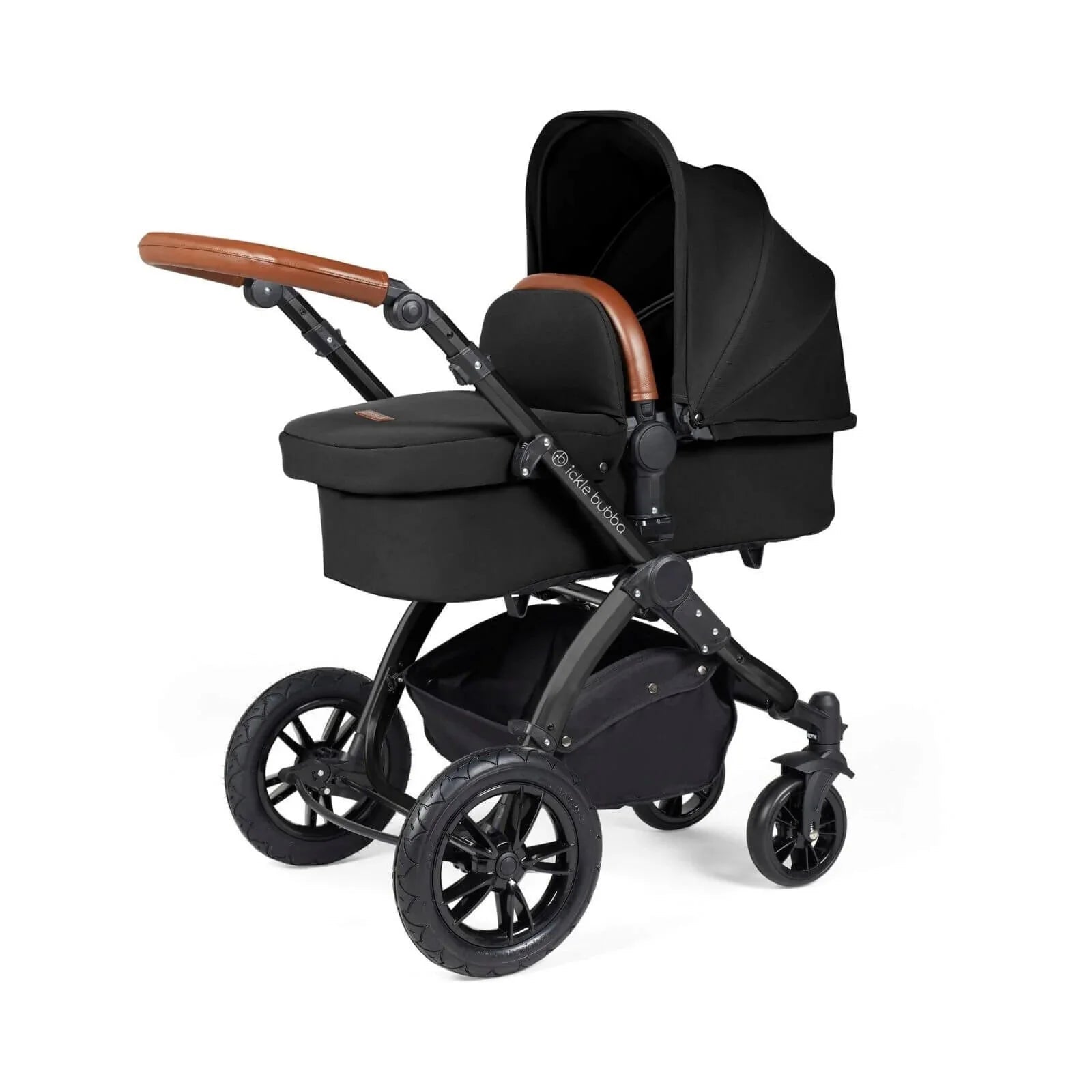 Ickle Bubba Stomp Luxe 2 - in - 1 Pushchair & Carrycot - Black/Midnight/Tan - mezetto ebebek ebebek