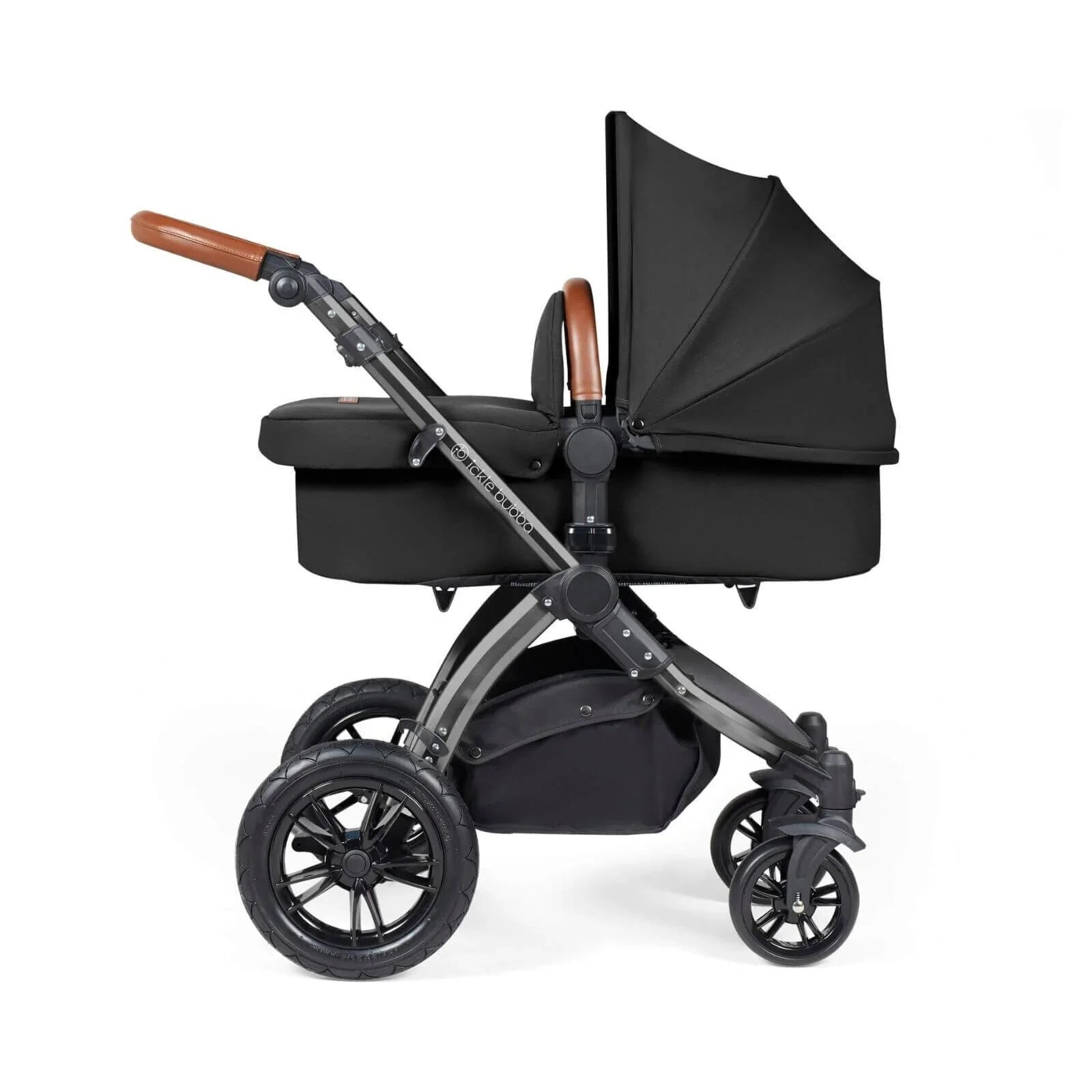 Ickle Bubba Stomp Luxe 2 - in - 1 Pushchair & Carrycot - Black/Midnight/Tan - mezetto ebebek ebebek