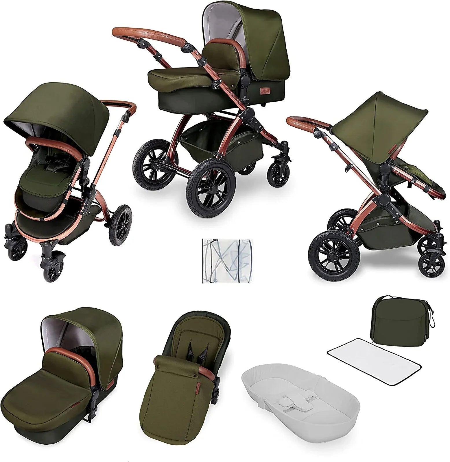 Ickle Bubba Stomp V4 2 In 1 Carrycot & Pushchair - Bronze - mezetto ebebek ebebek