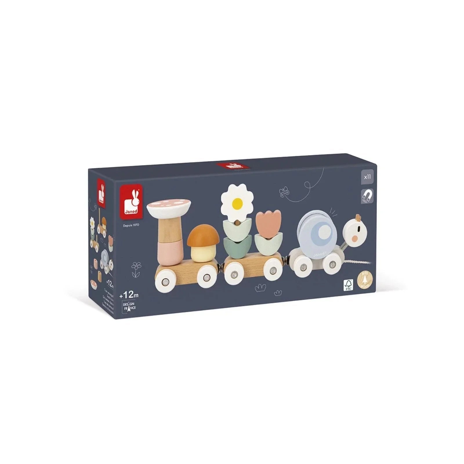 Janod Sweet Cocoon Snail Train - mezetto ebebek ebebek