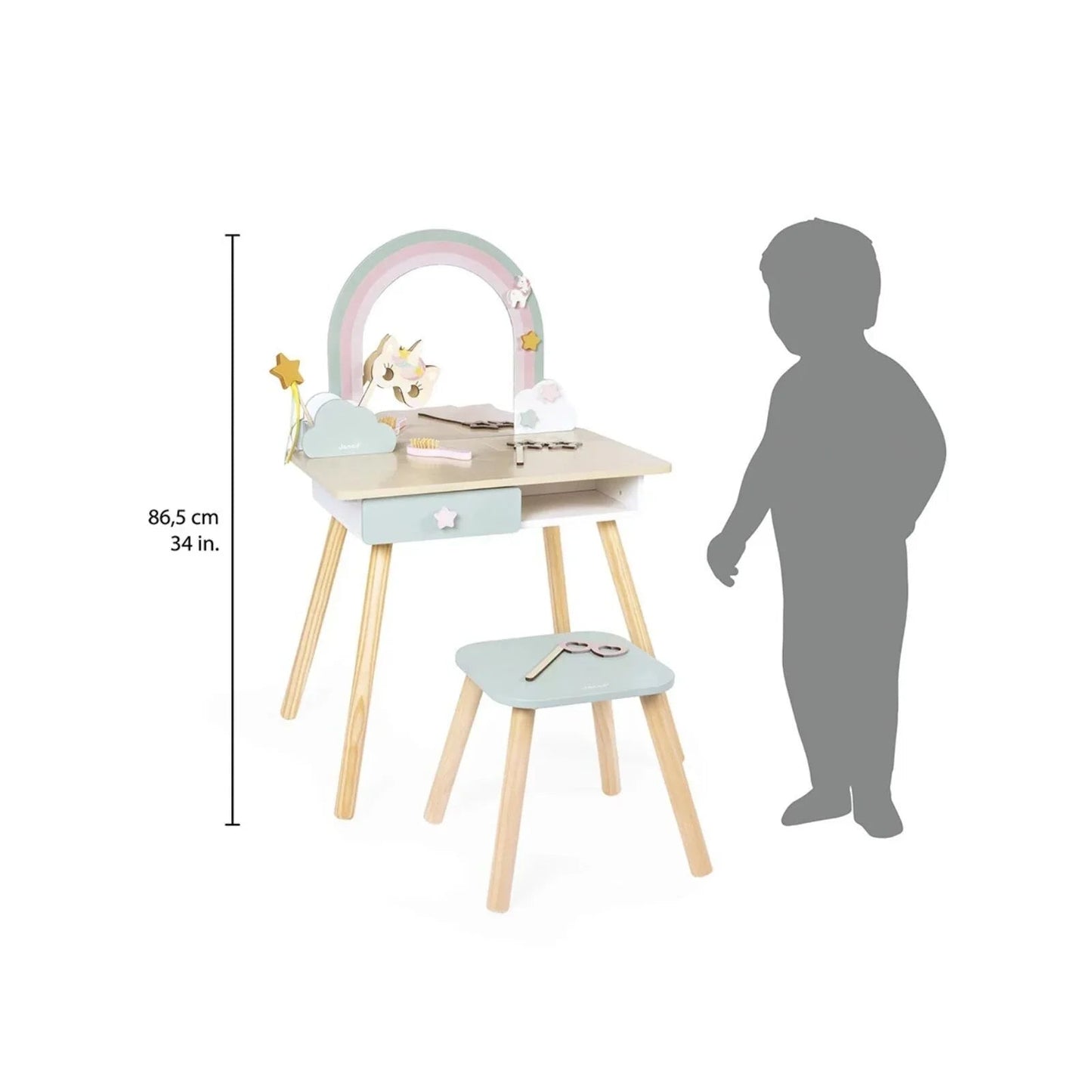 Janod Wooden Dressing Table - Unicorn - mezetto ebebek ebebek