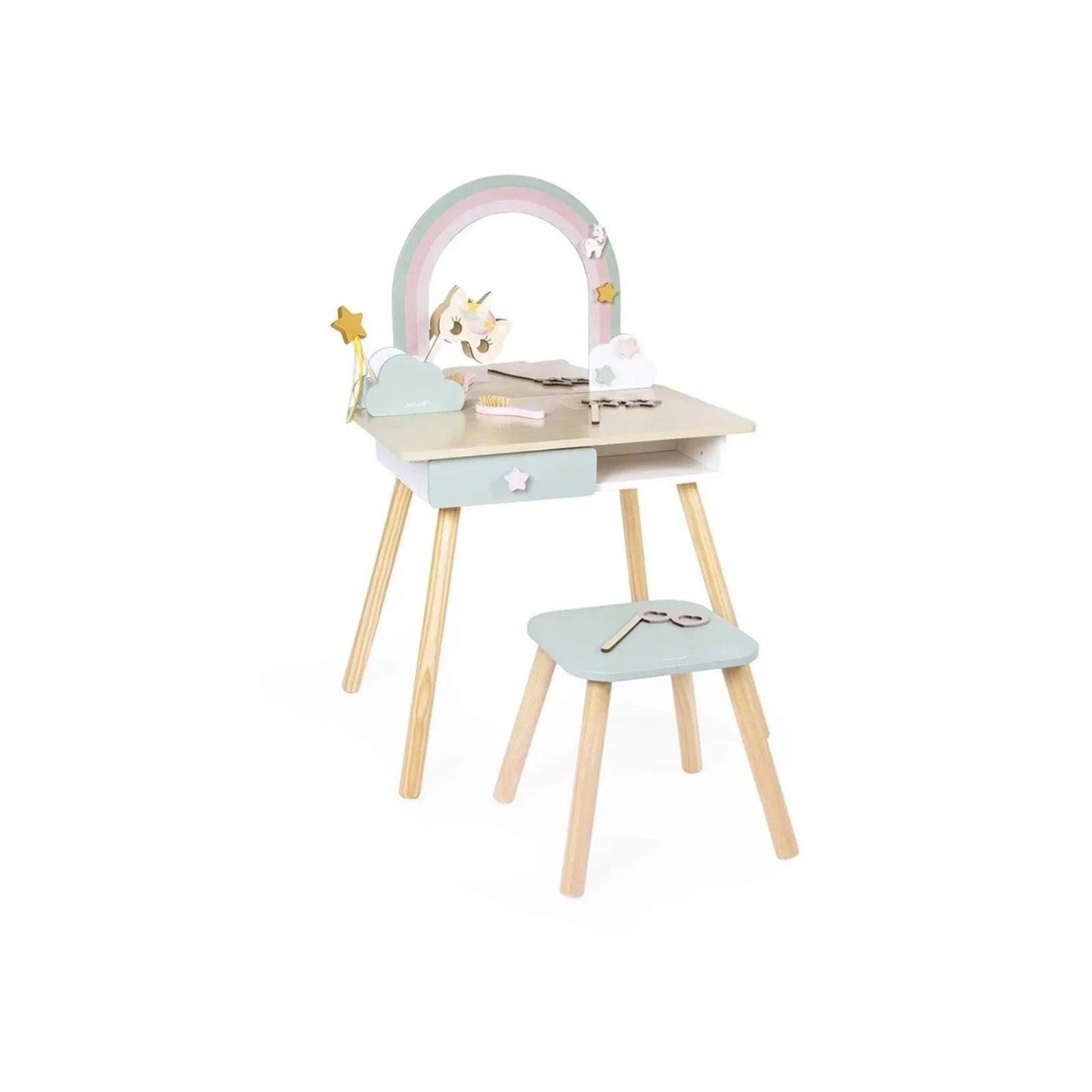 Janod Wooden Dressing Table - Unicorn - mezetto ebebek ebebek