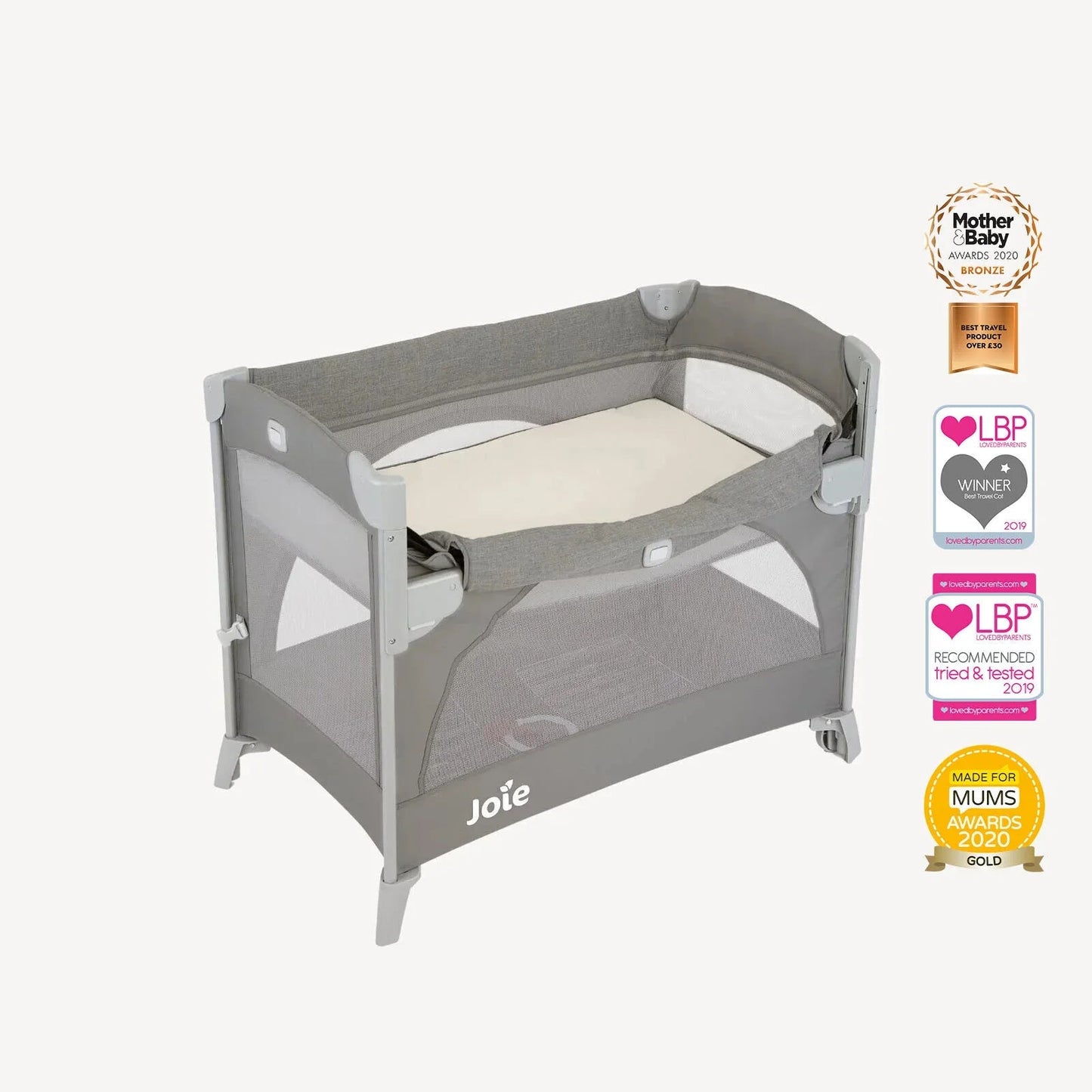 Joie Kubbie Sleep Bedside Travel Cot - Foggy Grey - mezetto ebebek ebebek