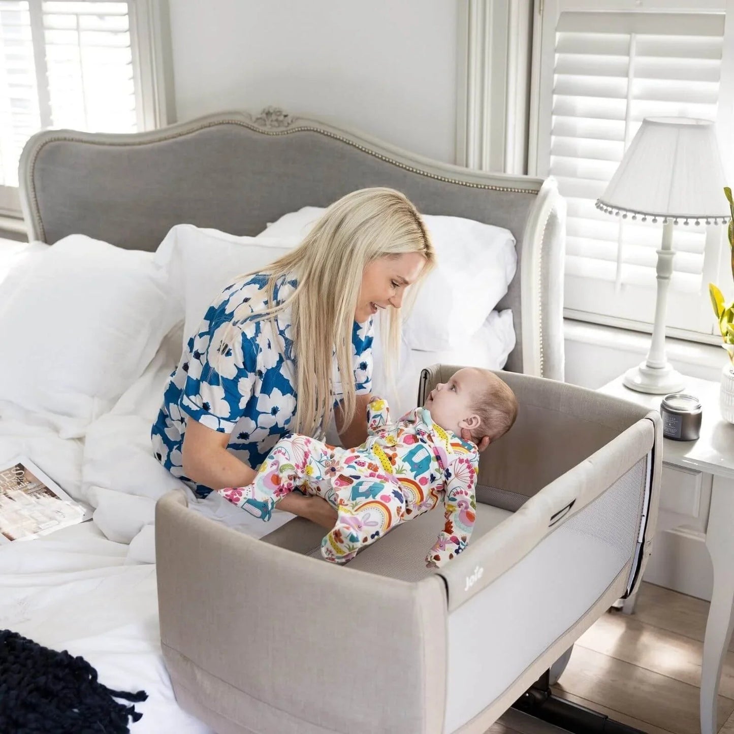 Joie Roomie Go Bedside Crib - Shale - mezetto ebebek ebebek