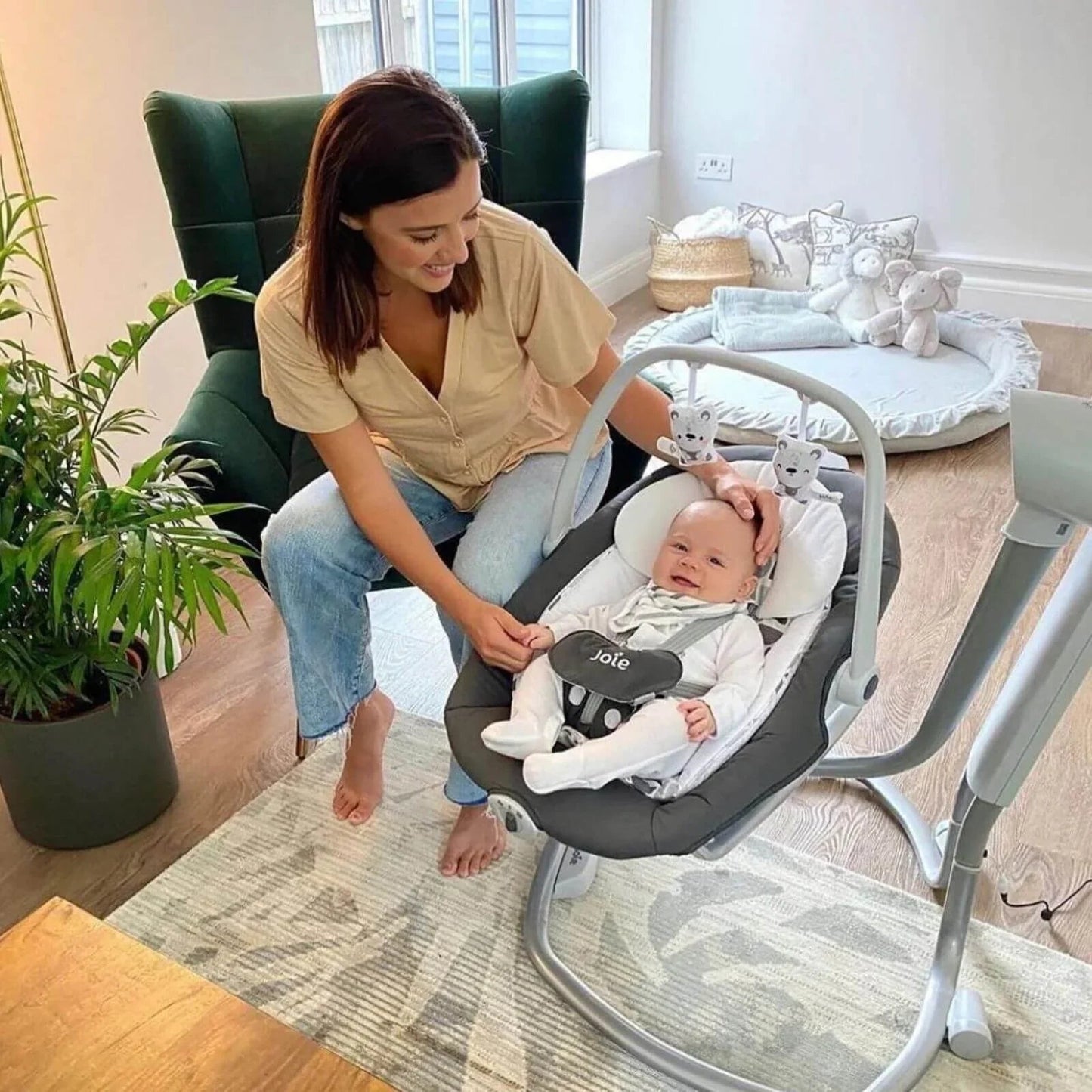 Joie Serina Swivel Baby Swing - Nature's Alphabet - mezetto ebebek ebebek