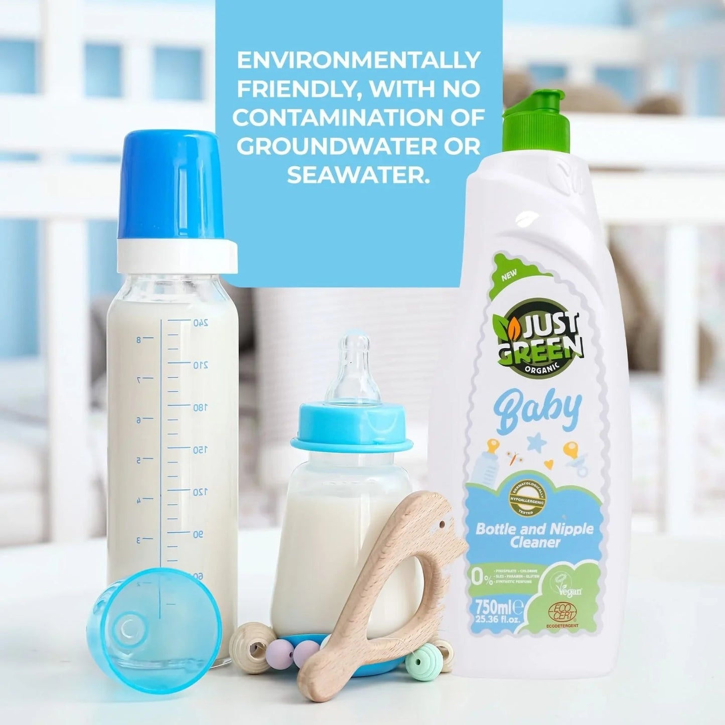 Just Green Organic Baby Bottle & Nipple Cleaner 750ml - mezetto ebebek ebebek