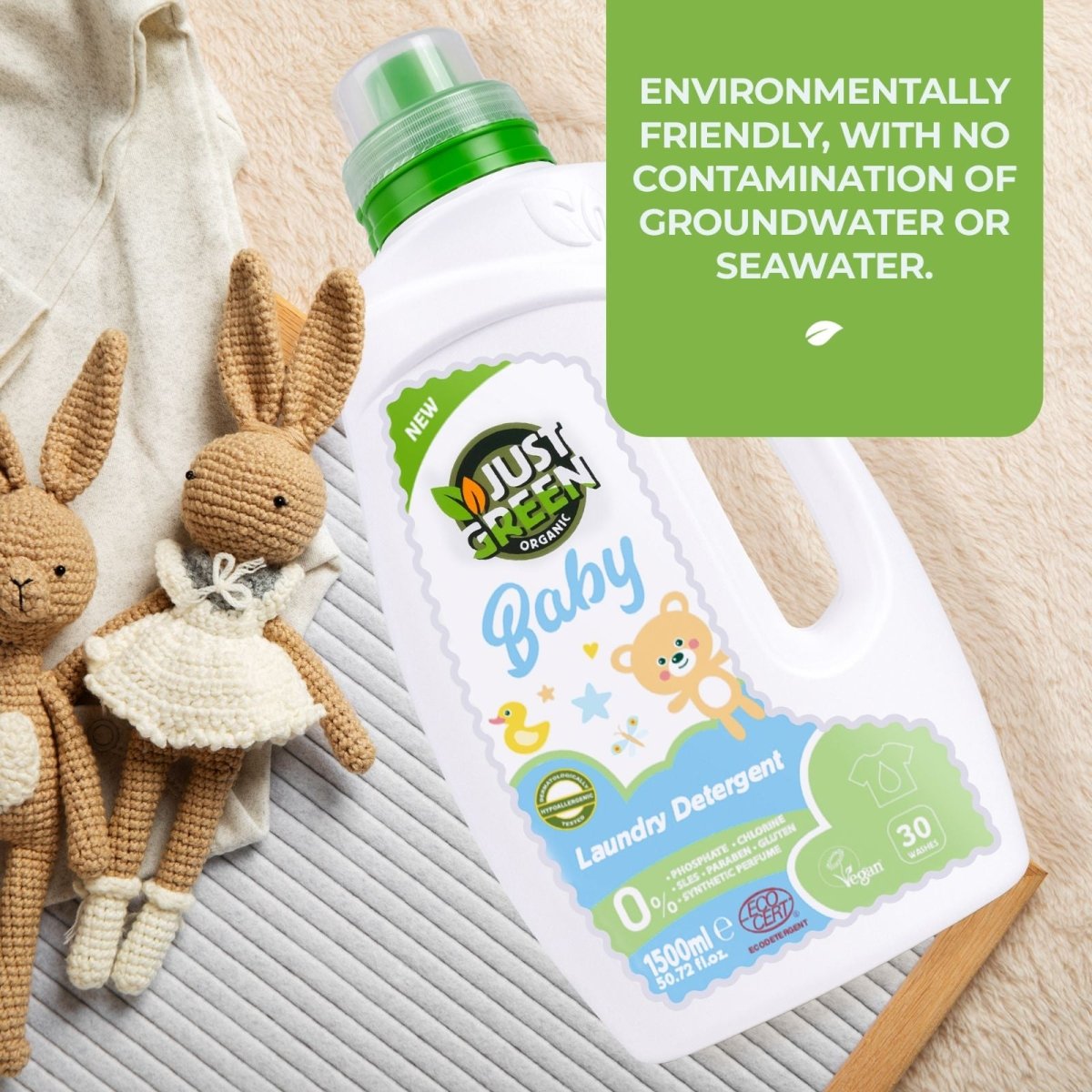 Just Green Organic Baby Laundry Liquid 1500ml - mezetto ebebek ebebek