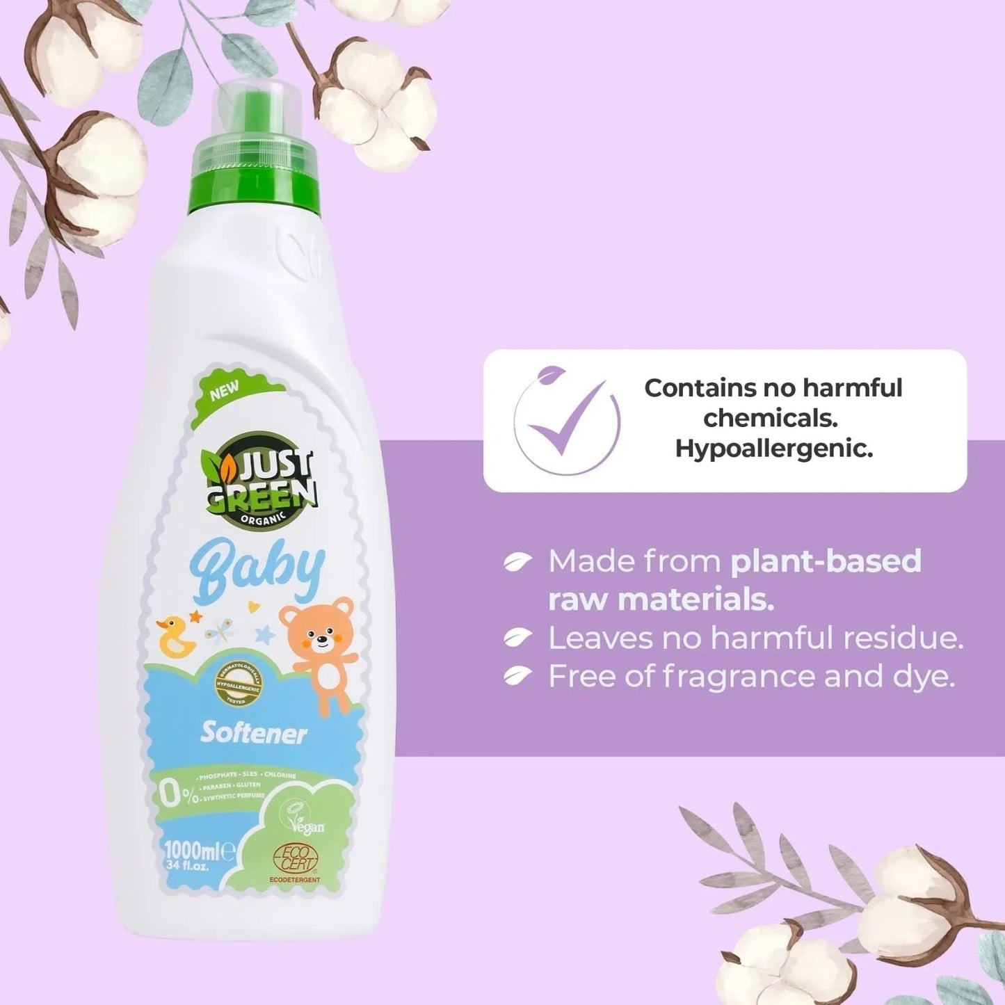 Just Green Organic Baby Laundry Softener 1000ml - mezetto ebebek ebebek