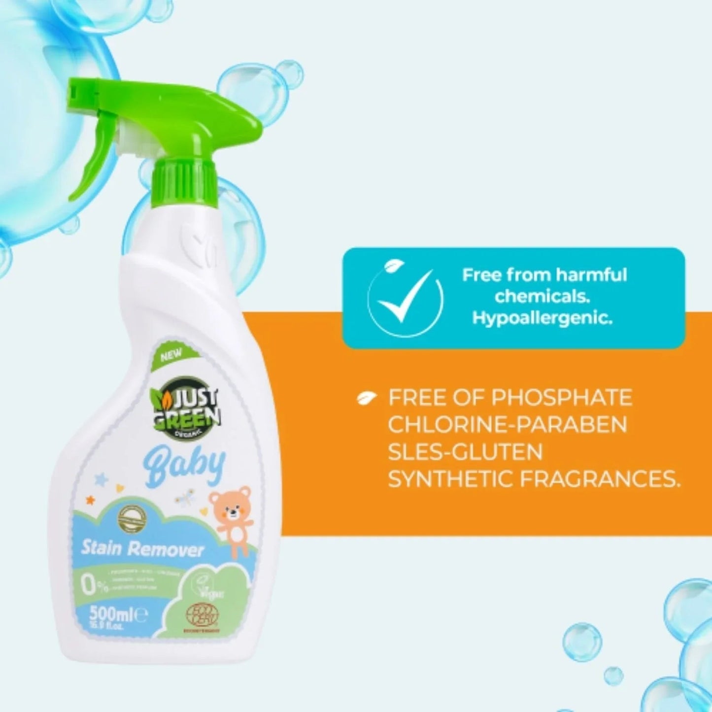 Just Green Organic Baby Stain Remover 500ml - mezetto ebebek ebebek