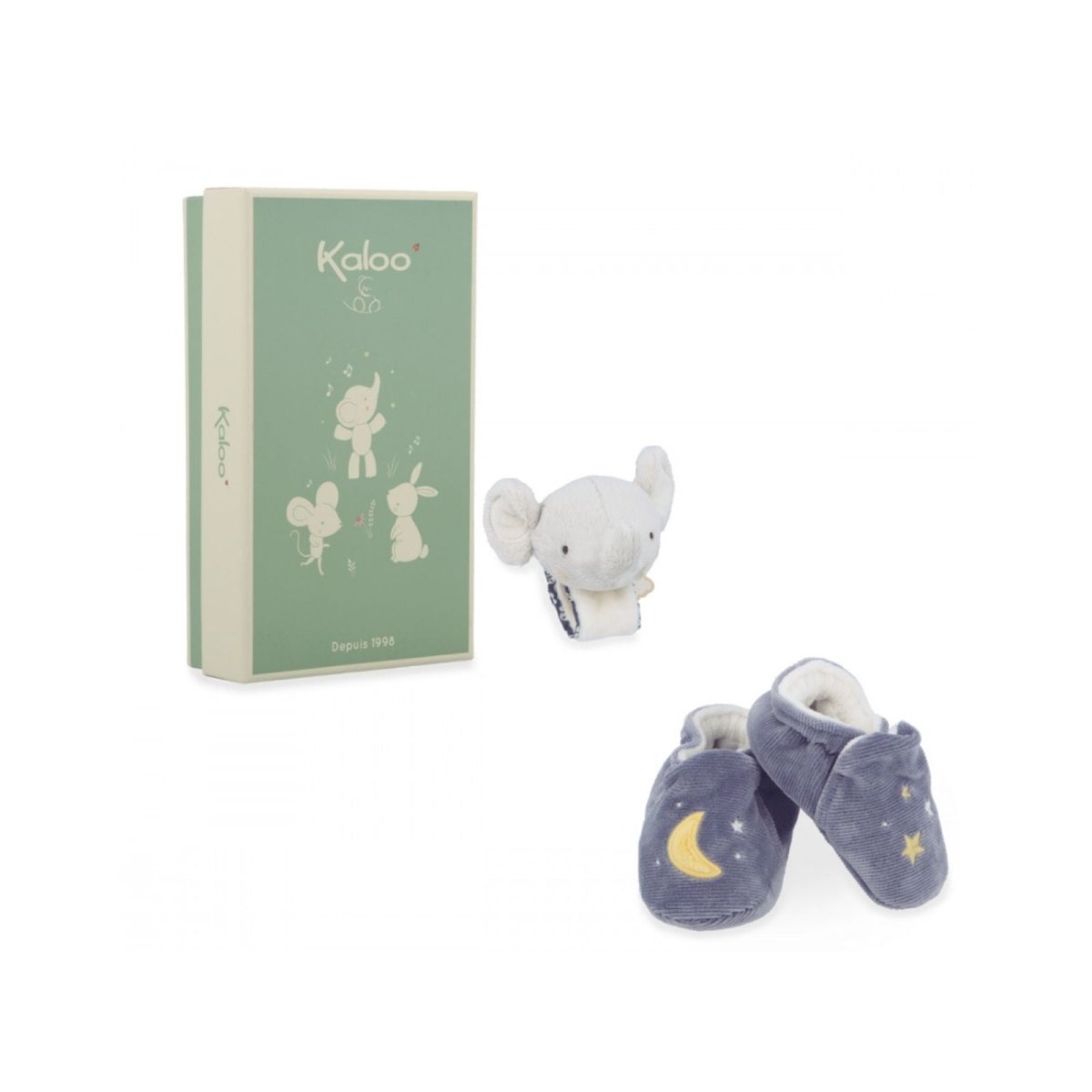 Kaloo Rattle & Slippers - Elephant - mezetto ebebek ebebek