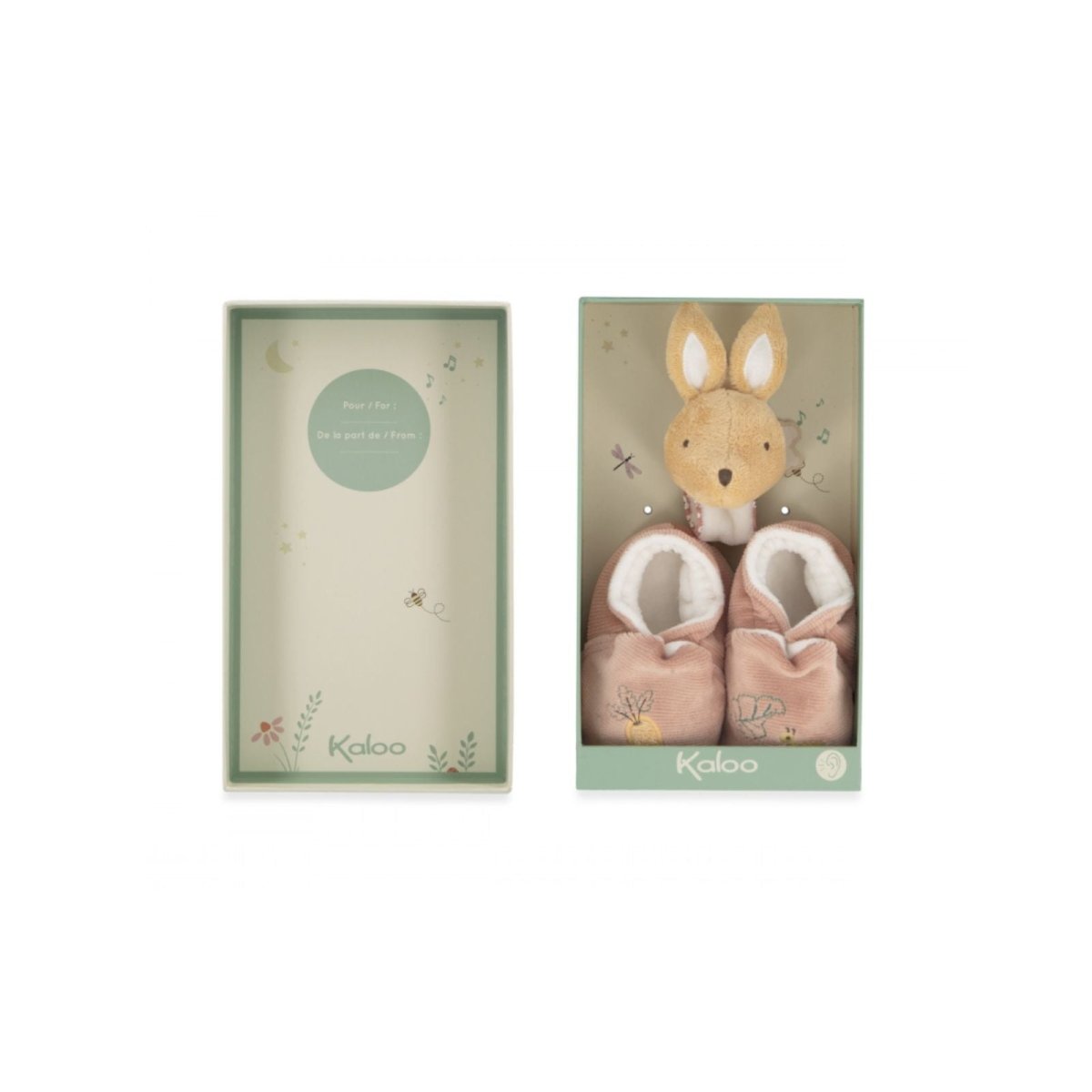 Kaloo Rattle & Slippers - Rabbit - mezetto ebebek ebebek