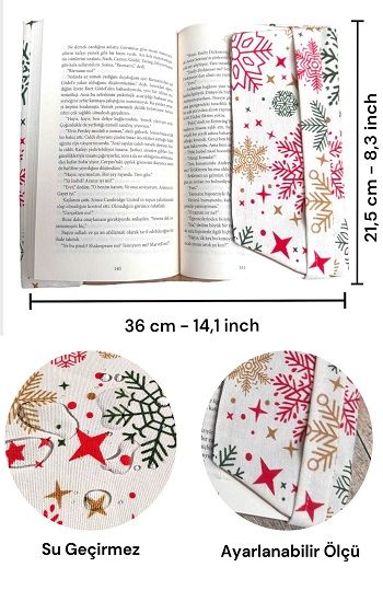 Kar Desenli Ayarlanabilir Kitap Kılıfı - Tsugame Kitap Kitap