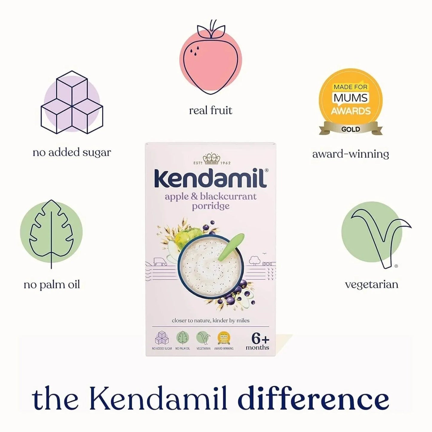 Kendamil Apple & Blackcurrant Porridge 6+ months 150g - mezetto ebebek ebebek
