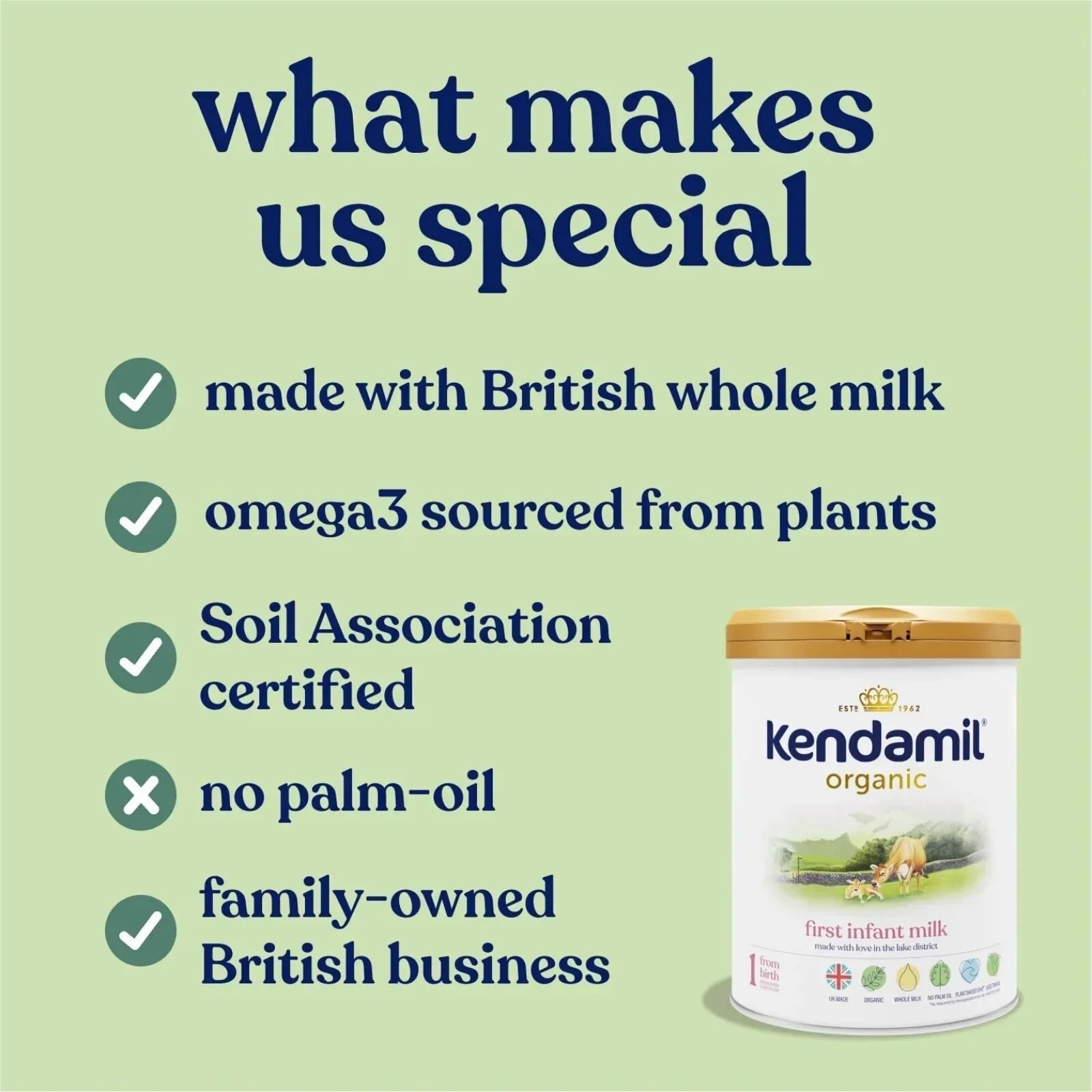 Kendamil Stage 1 Organic First Infant Milk Formula from Birth 800g - mezetto ebebek ebebek
