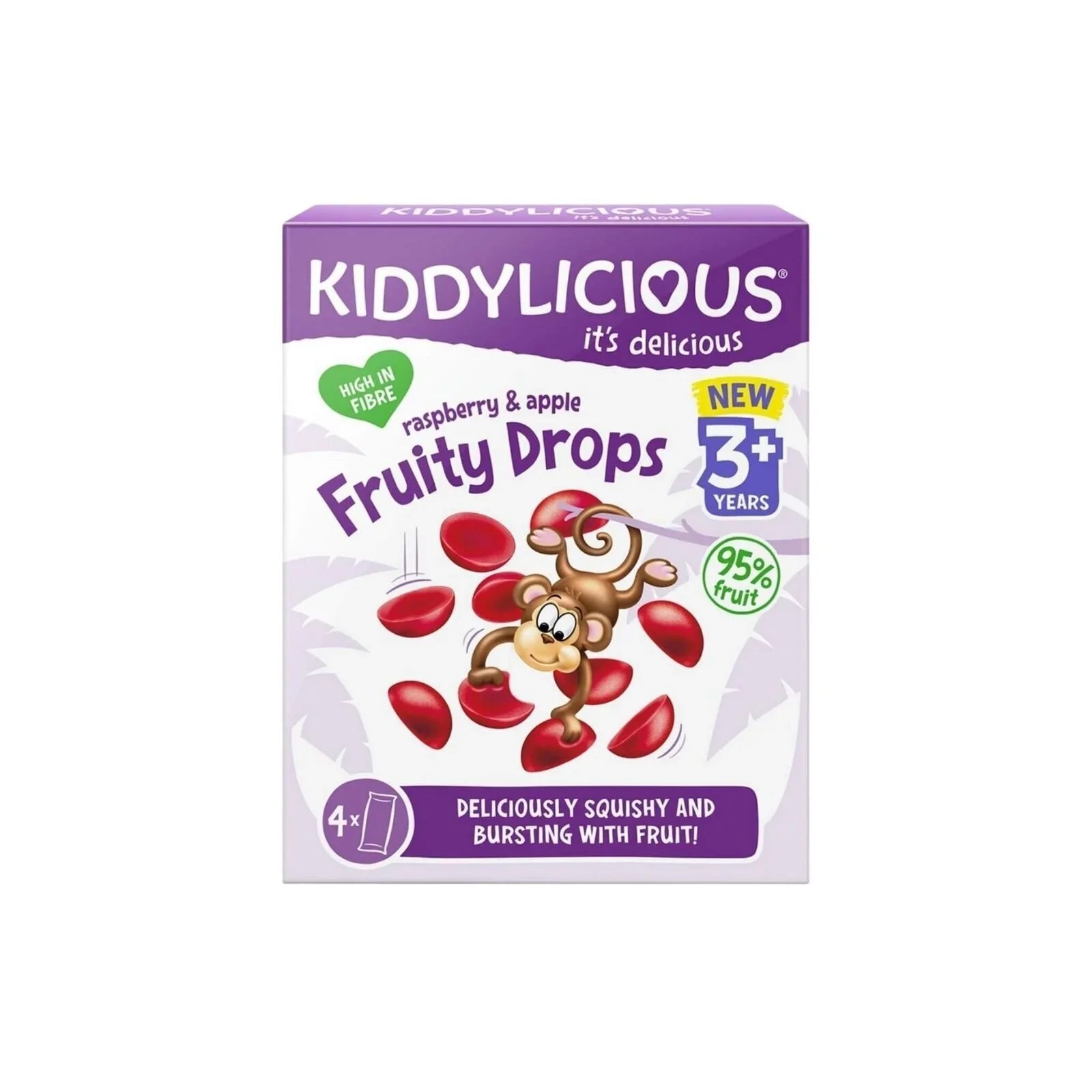 Kiddylicious Raspberry & Apple Fruity Drops 3+ years 64g (4x16g) - mezetto ebebek ebebek