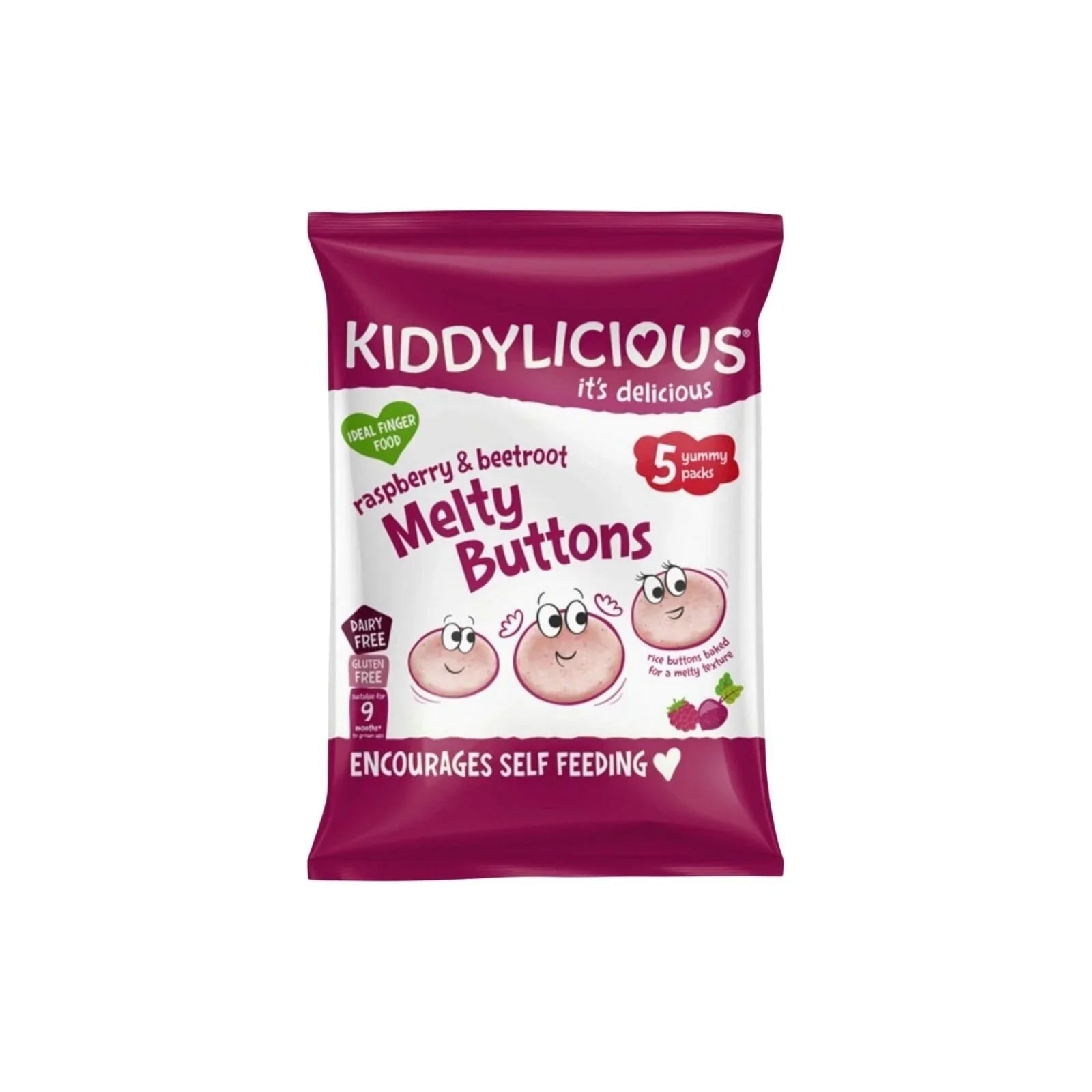 Kiddylicious Raspberry & Beetroot Melty Buttons Multi 9+ months 30g (5x6g) - mezetto ebebek ebebek
