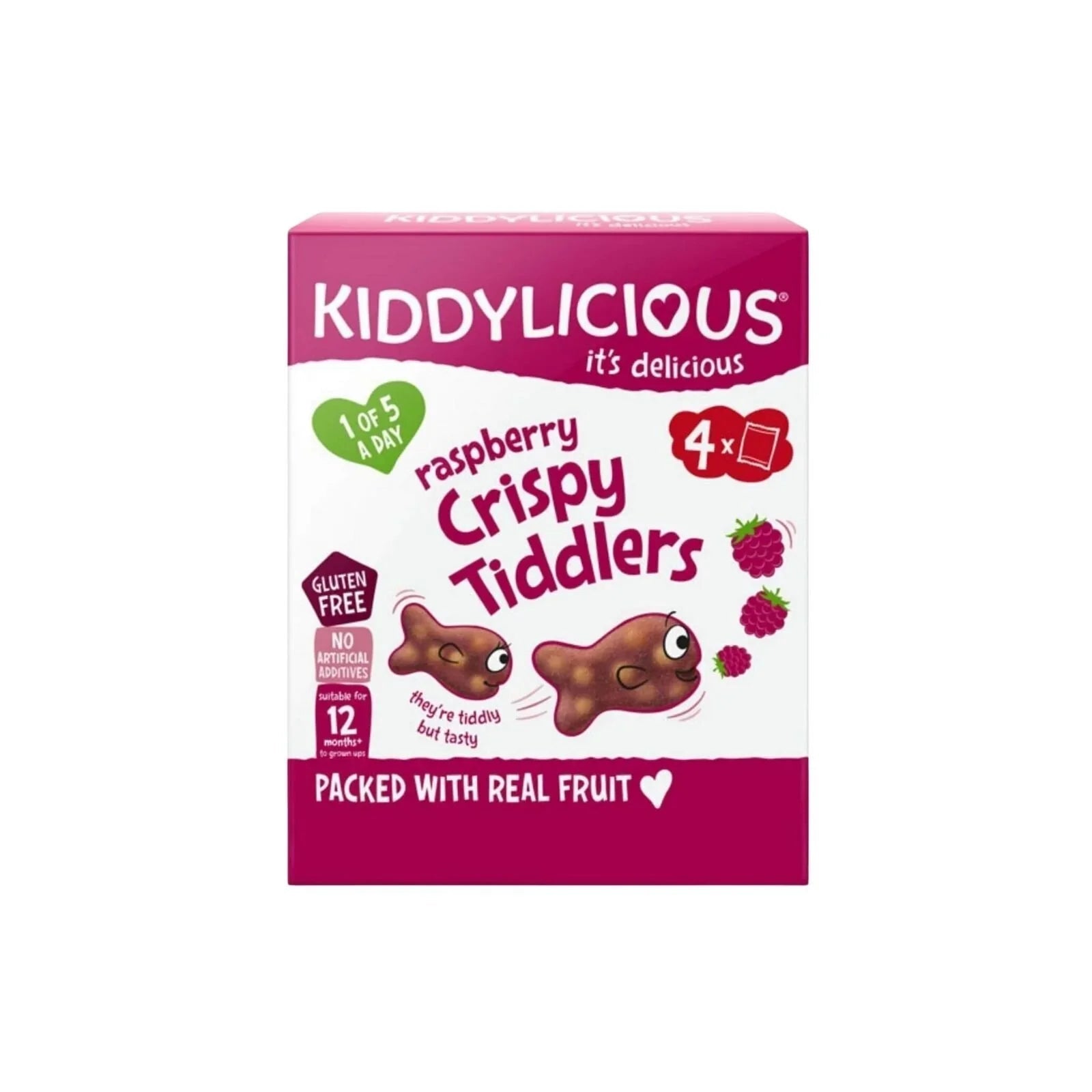 Kiddylicious Raspberry Crispy Tiddlers Multi 12+ months 48g (4x12g) - mezetto ebebek ebebek