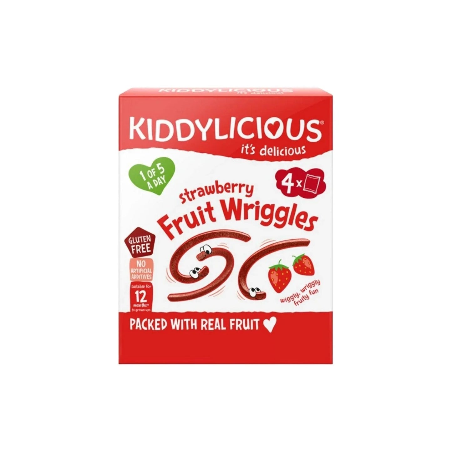 Kiddylicious Strawberry Fruit Wriggles Multi 12+ months 48g (4x12g) - mezetto ebebek ebebek