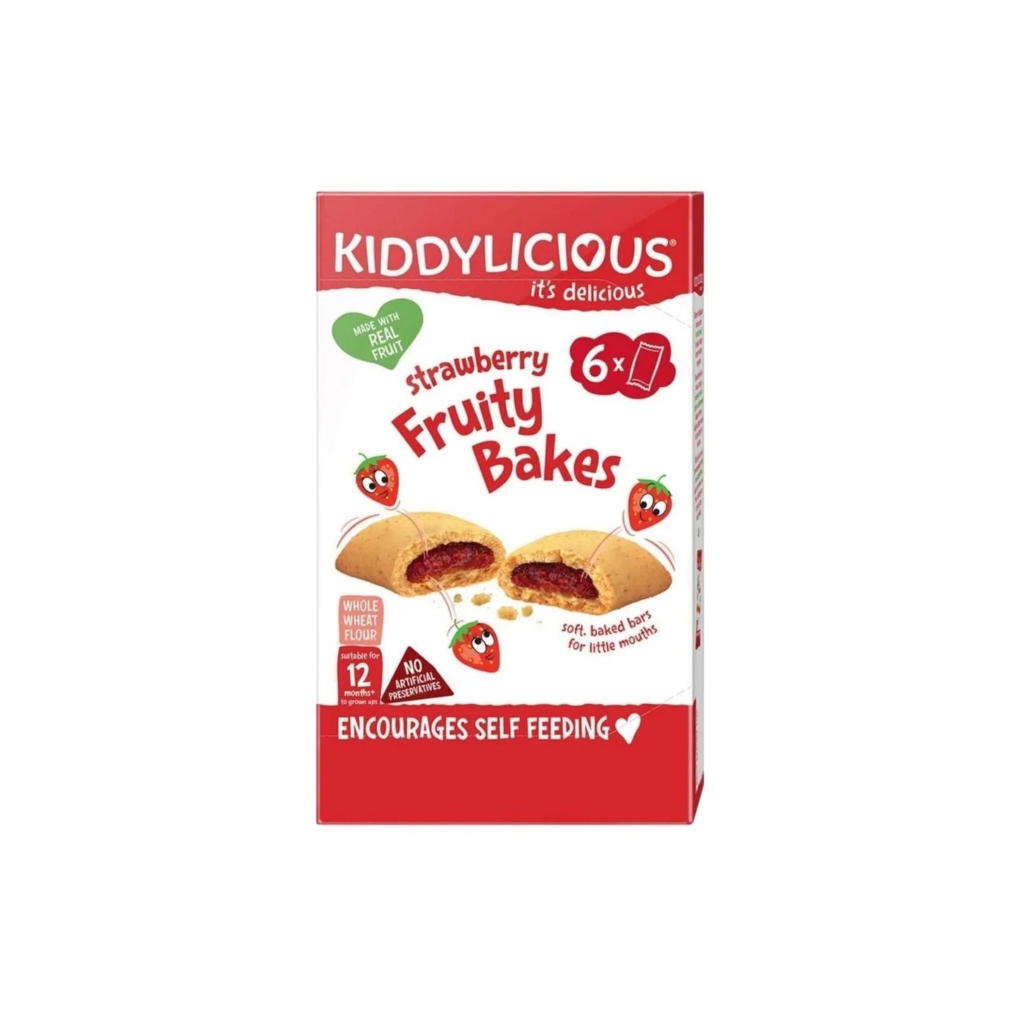Kiddylicious Strawberry Fruity Bakes 12+ months 132g (6x22g) - mezetto ebebek ebebek