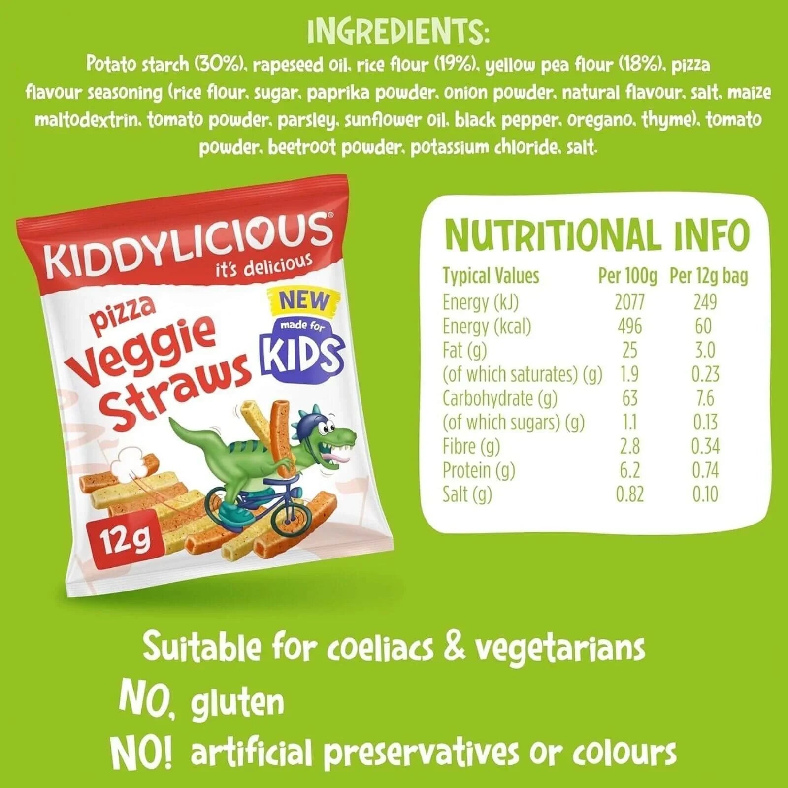 Kiddylicious Veggie Straws 3+ years 48g (4x12g) - mezetto ebebek ebebek
