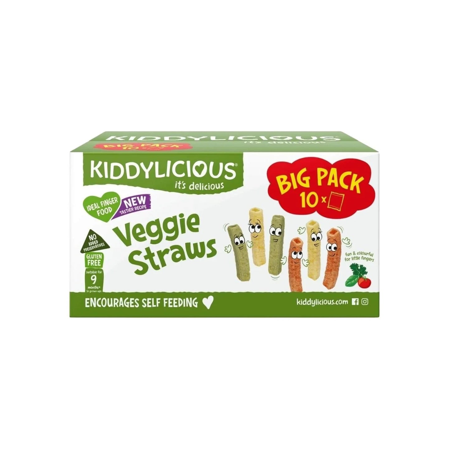 Kiddylicious Veggie Straws Bulk Box 9+ months 120g (10x12g) - mezetto ebebek ebebek