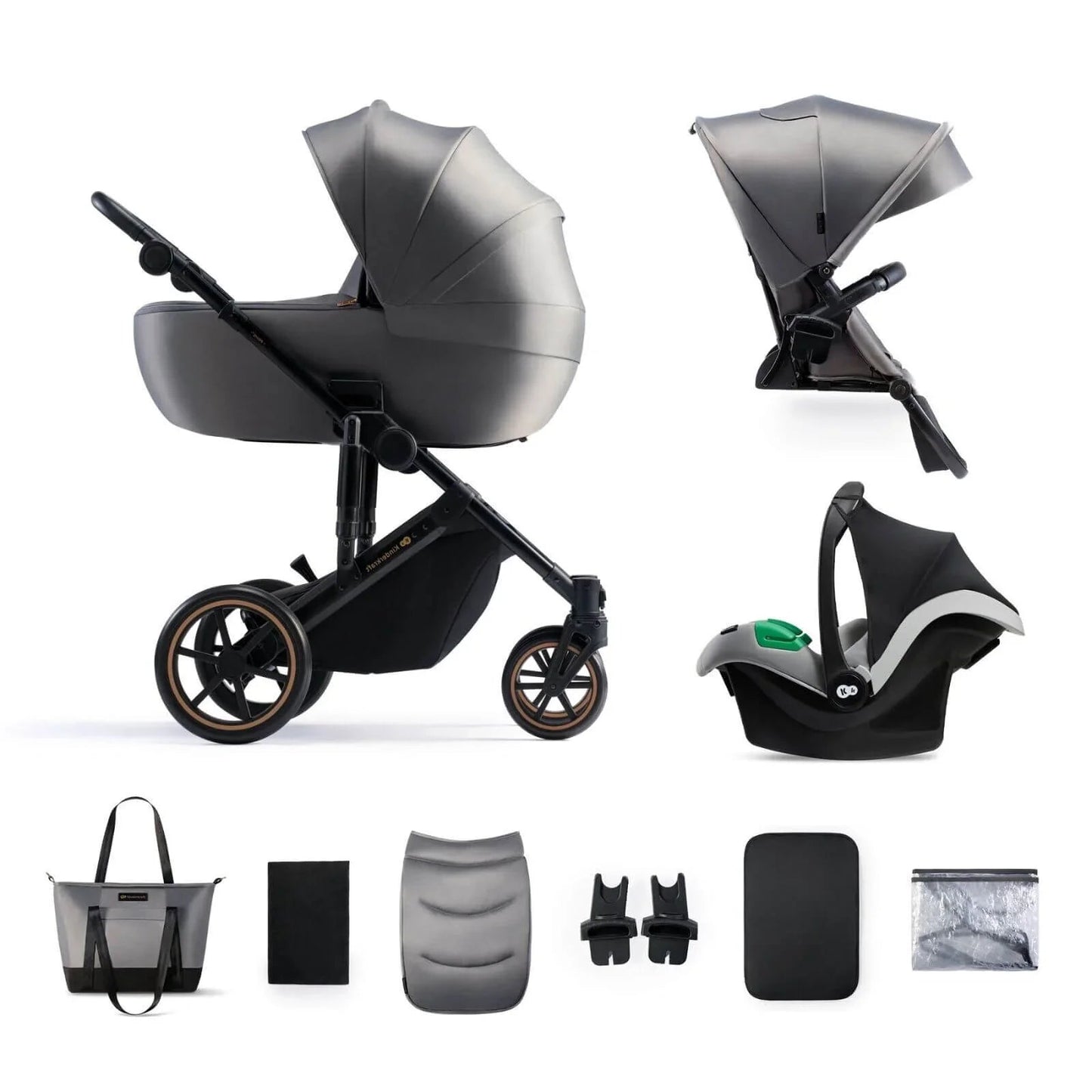 Kinderkraft 3 - in - 1 Mink Pro Prime 2 Travel System with Car Seat - Shadow Grey - mezetto ebebek ebebek