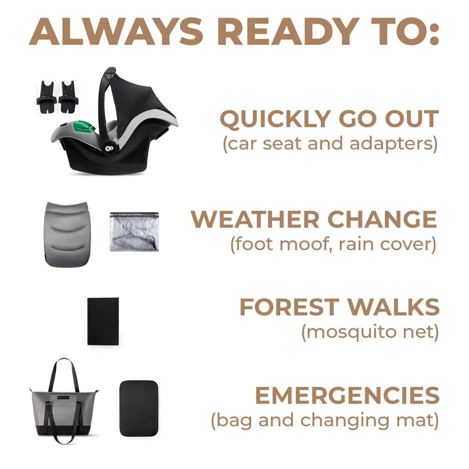 Kinderkraft 3 - in - 1 Mink Pro Prime 2 Travel System with Car Seat - Shadow Grey - mezetto ebebek ebebek
