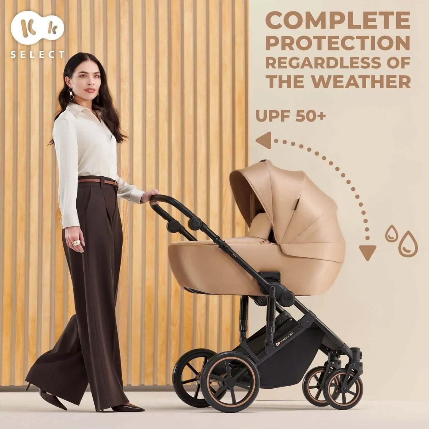 Kinderkraft 3 - in - 1 Mink Pro Prime 2 Travel System with Car Seat - Shadow Grey - mezetto ebebek ebebek
