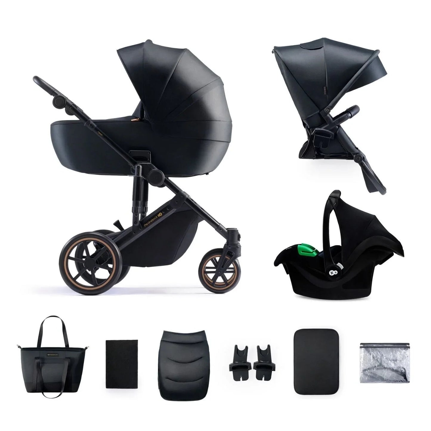 Kinderkraft 3 - in - 1 Mink Pro Prime 2 Travel System with Car Seat - Venezian Black - mezetto ebebek ebebek