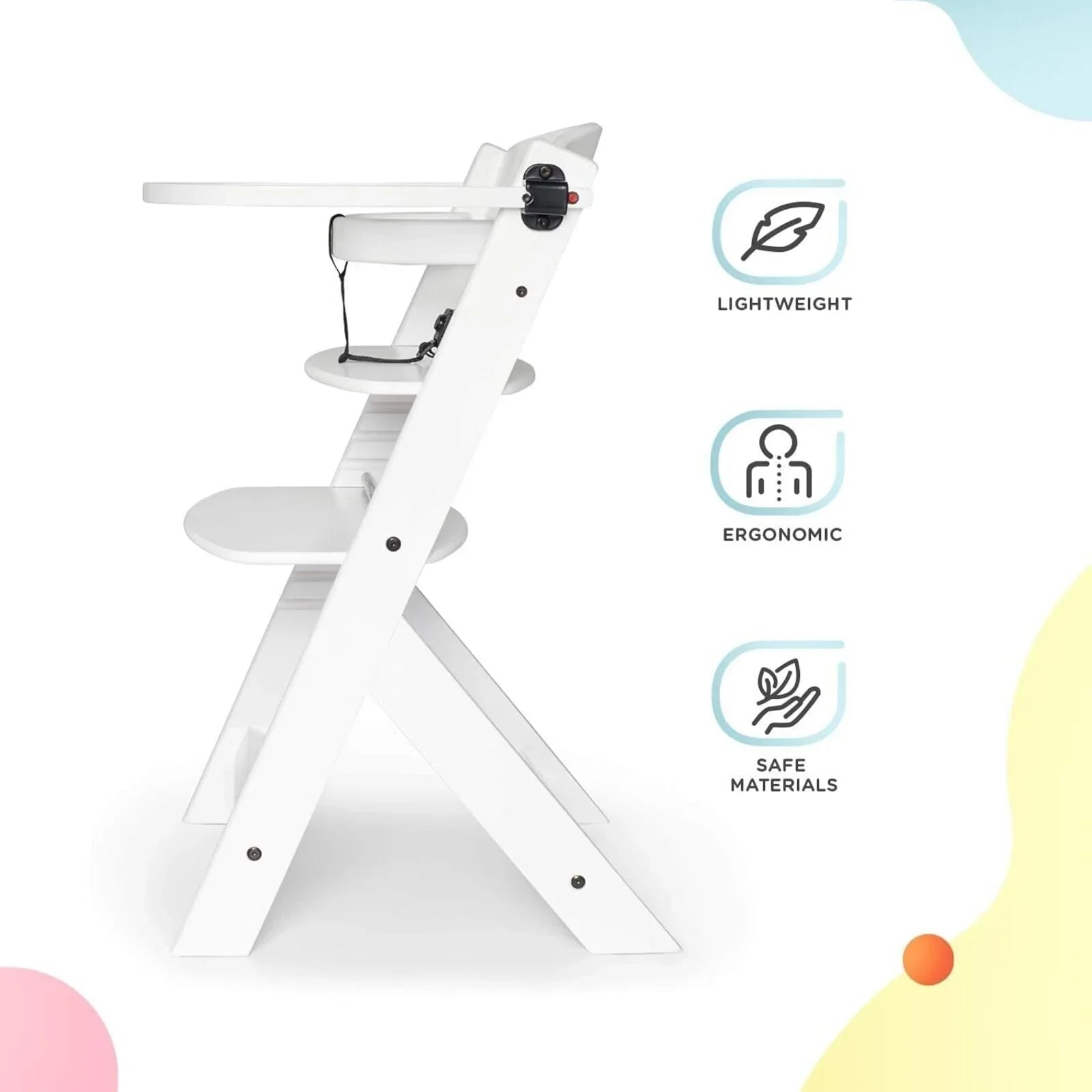 Kinderkraft Enock Wooden Highchair - White - mezetto ebebek ebebek