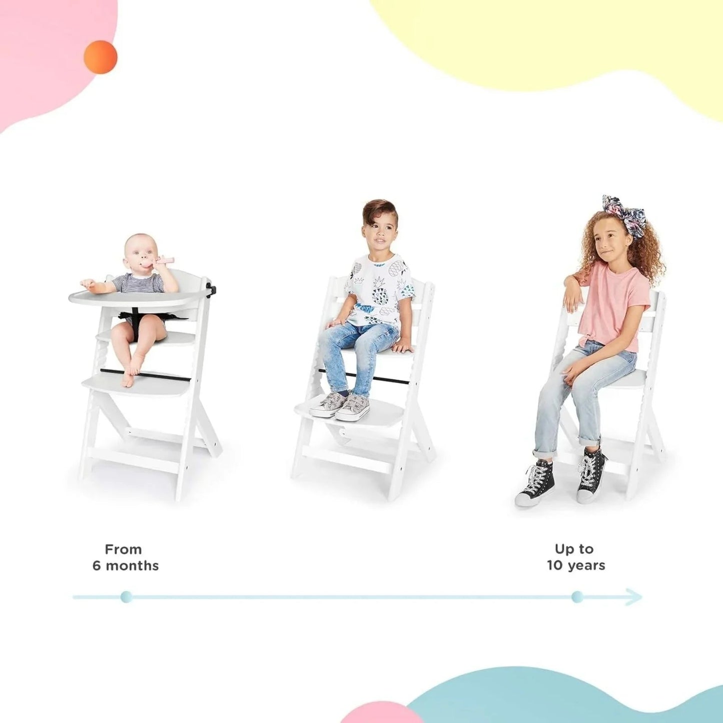 Kinderkraft Enock Wooden Highchair - White - mezetto ebebek ebebek