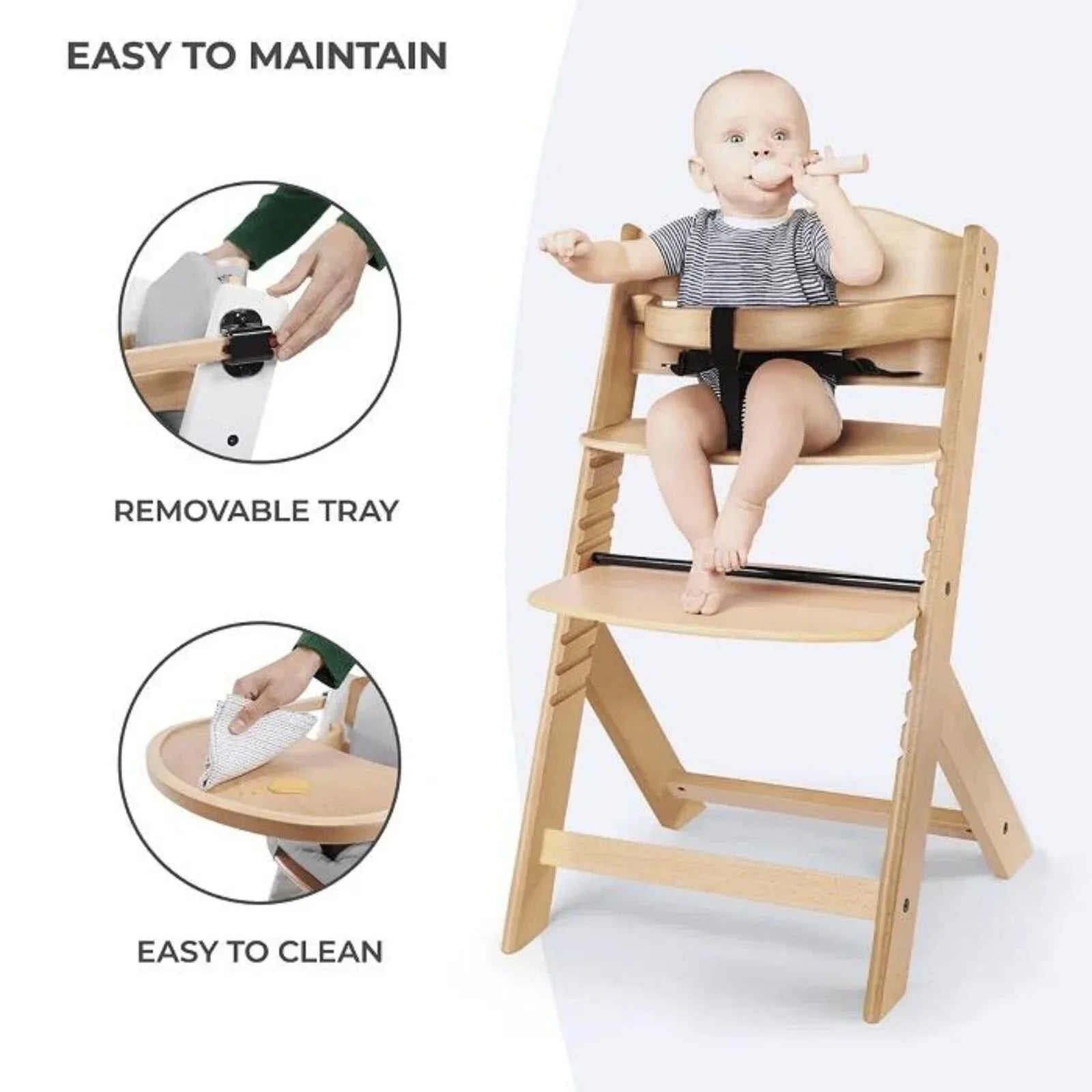 Kinderkraft Enock Wooden Highchair - Wooden Grey - mezetto ebebek ebebek