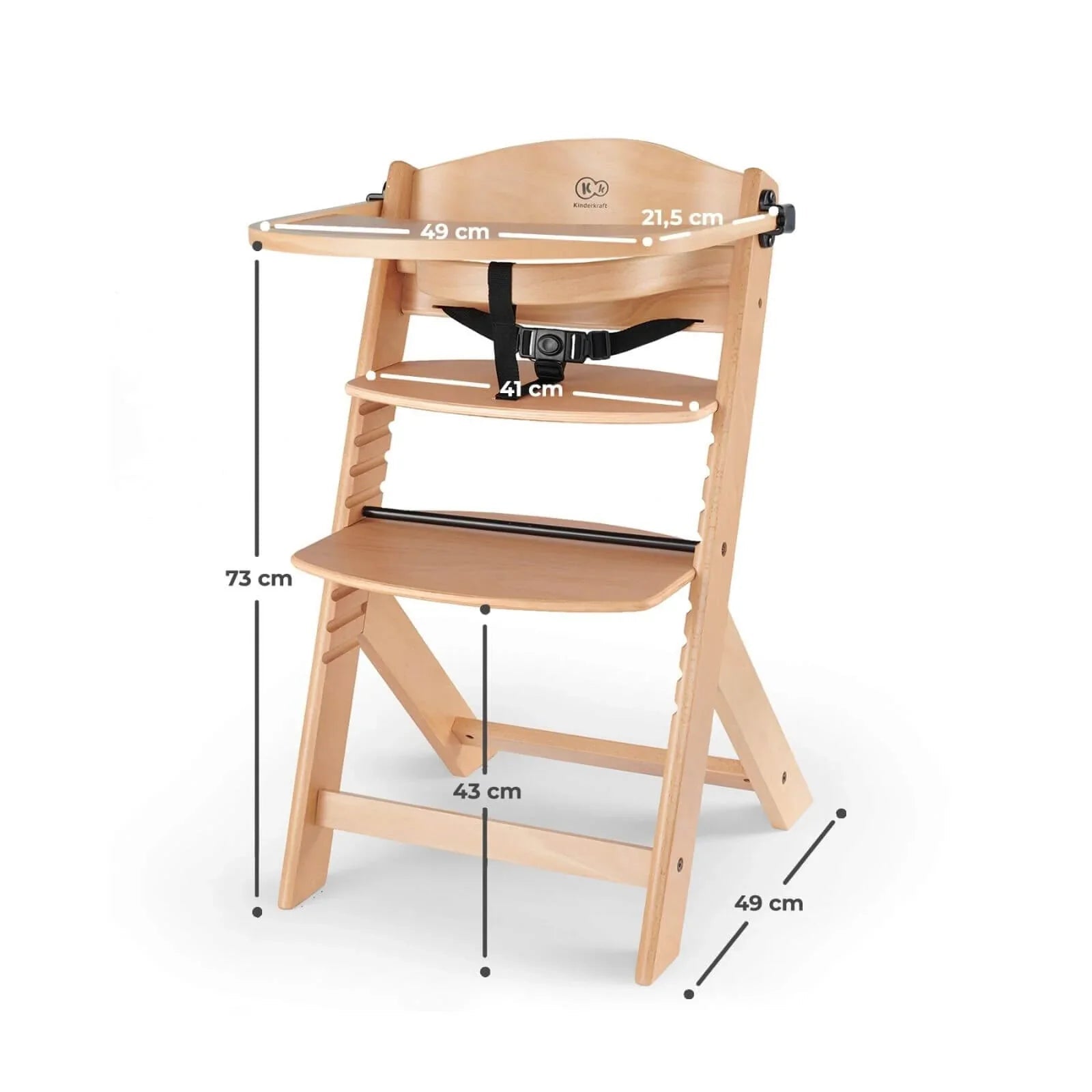 Kinderkraft Enock Wooden Highchair - Wooden Natural - mezetto ebebek ebebek