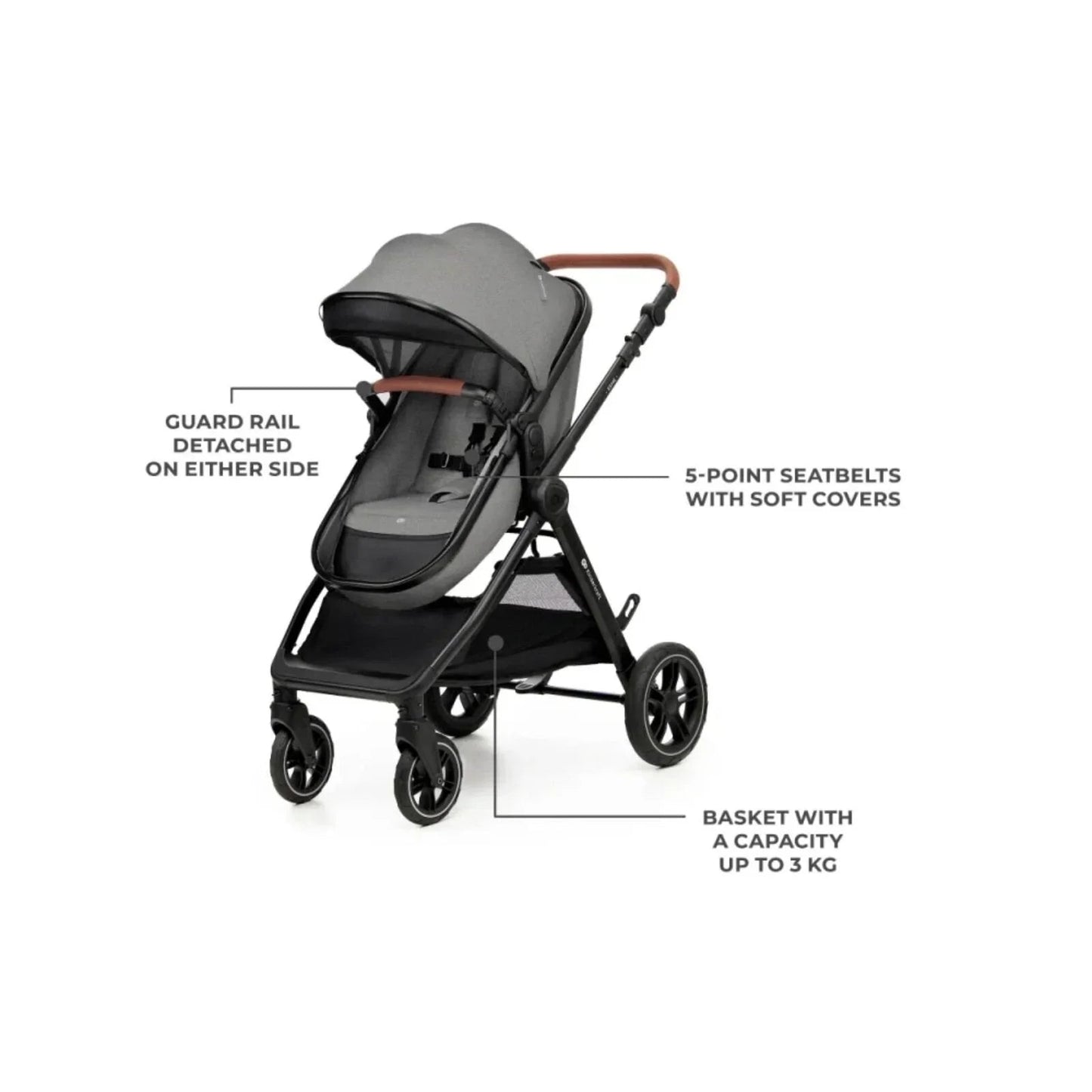 Kinderkraft Esme 3 - in - 1 Travel System with Mink Pro Car Seat - Moonlight Grey - mezetto ebebek ebebek