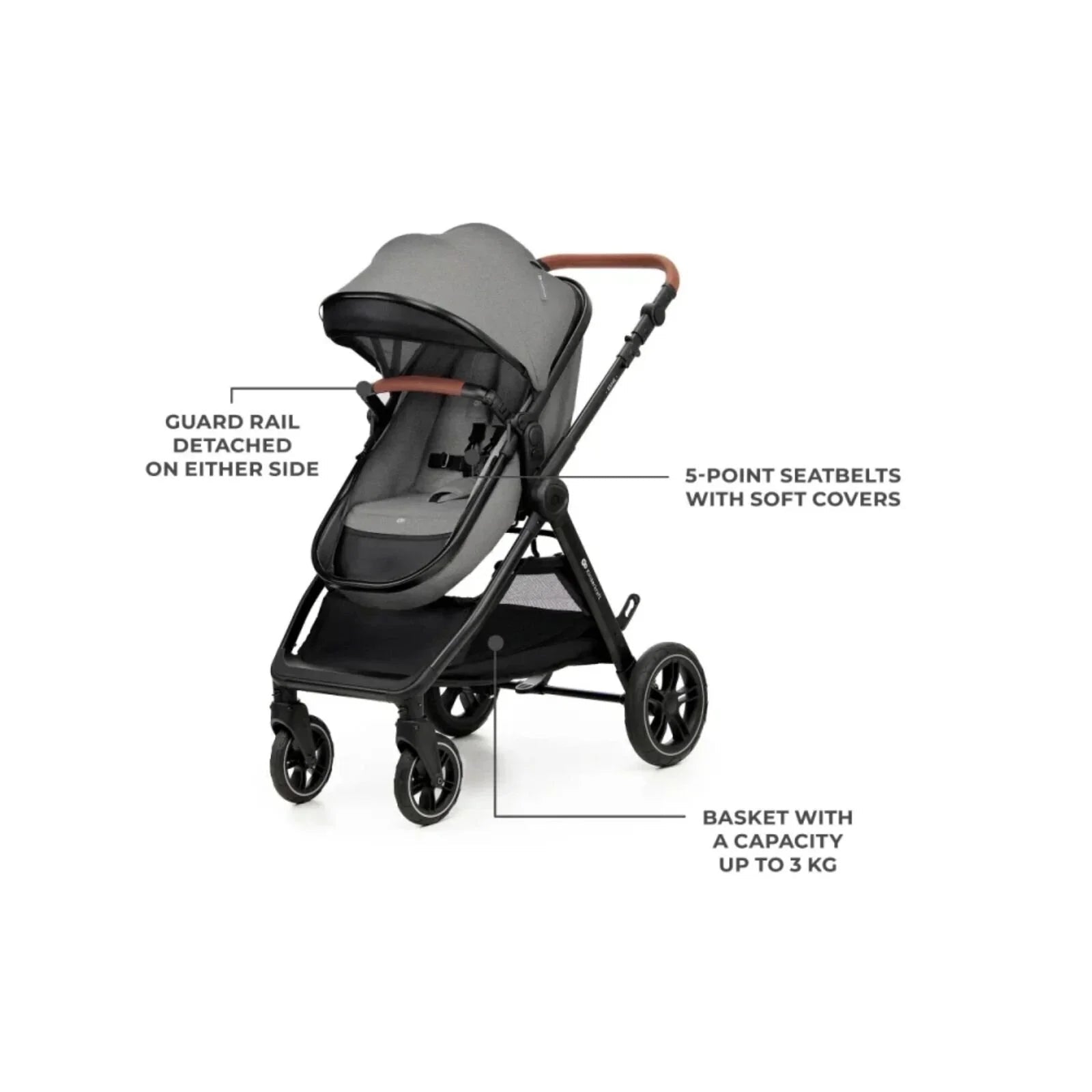 Kinderkraft Esme 3 - in - 1 Travel System with Mink Pro Car Seat - Moonlight Grey - mezetto ebebek ebebek