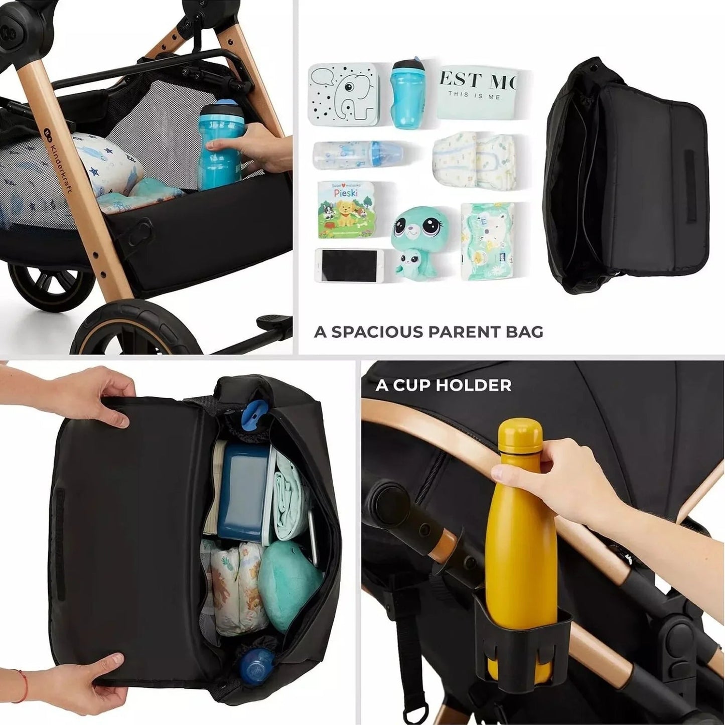 Kinderkraft Esme 3 - in - 1 Travel System with Mink Pro Car Seat - Moonlight Grey - mezetto ebebek ebebek