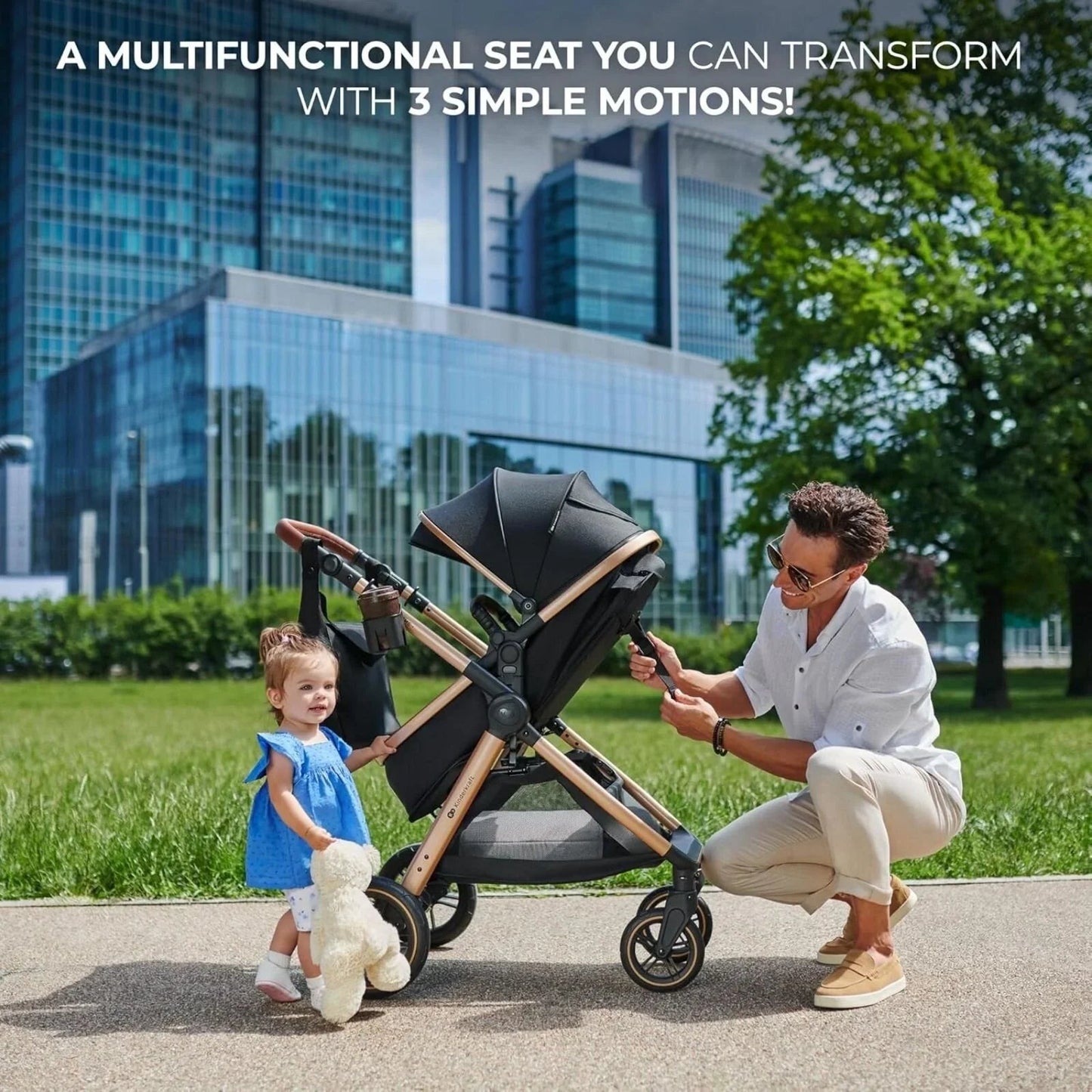 Kinderkraft Esme 3 - in - 1 Travel System with Mink Pro Car Seat - Moonlight Grey - mezetto ebebek ebebek