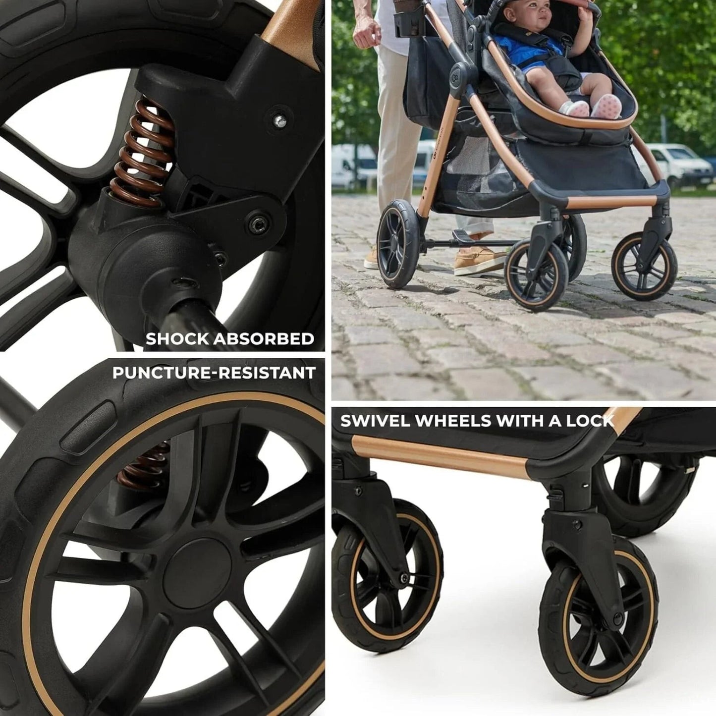 Kinderkraft Esme 3 - in - 1 Travel System with Mink Pro Car Seat - Sand Beige - mezetto ebebek ebebek