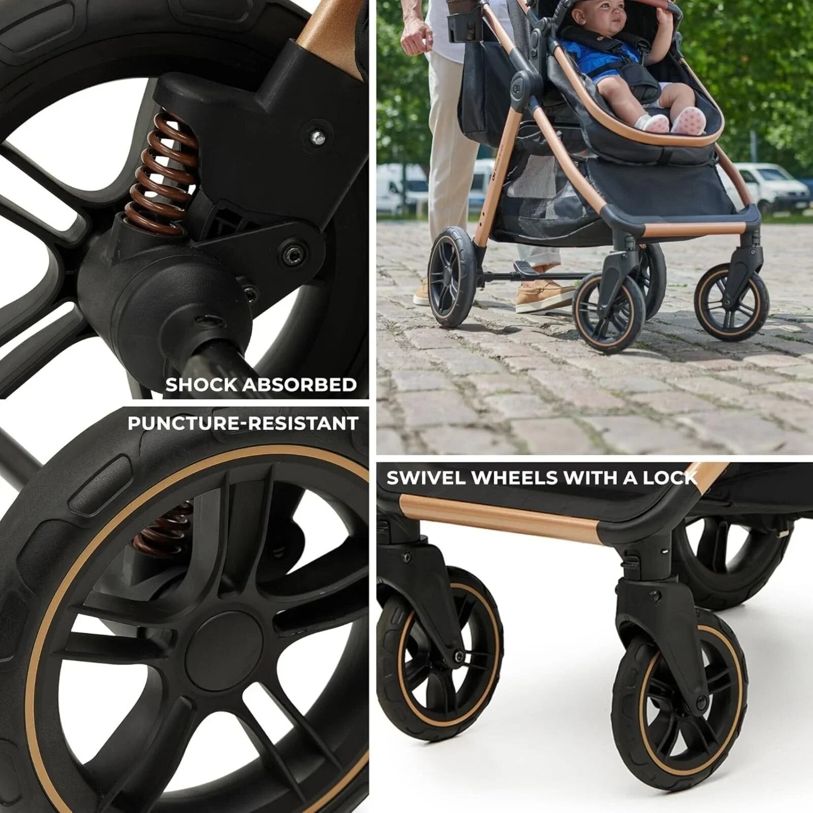 Kinderkraft Esme 3 - in - 1 Travel System with Mink Pro Car Seat - Sand Beige - mezetto ebebek ebebek