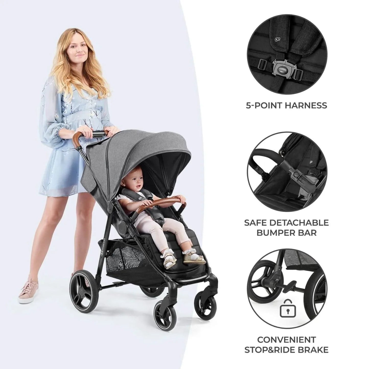 Kinderkraft Grande Plus Baby Stroller - Black - mezetto ebebek ebebek
