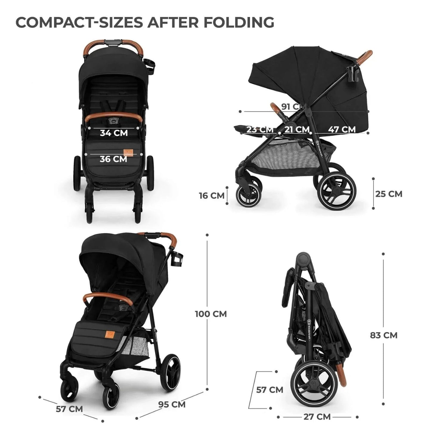 Kinderkraft Grande Plus Baby Stroller - Black - mezetto ebebek ebebek